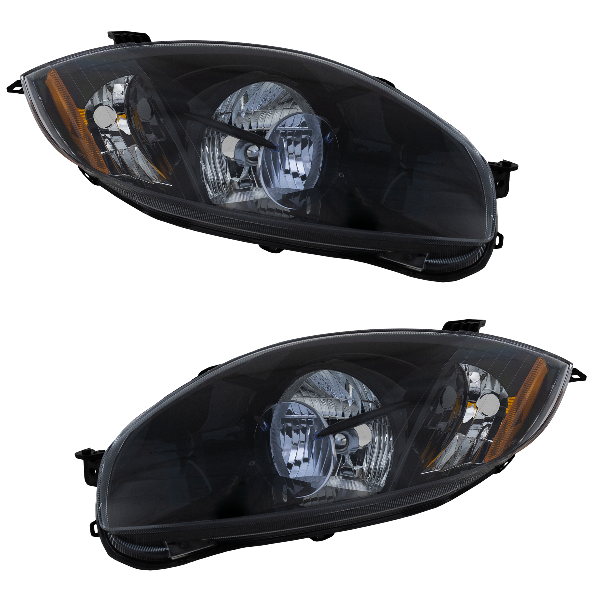 AM ECLIPSE 06-09 CLEAR HEAD LAMP RH AND LH Lens and Housing Black Interior SKU MB0709CHD Partslink MI2505118 OEM Performance