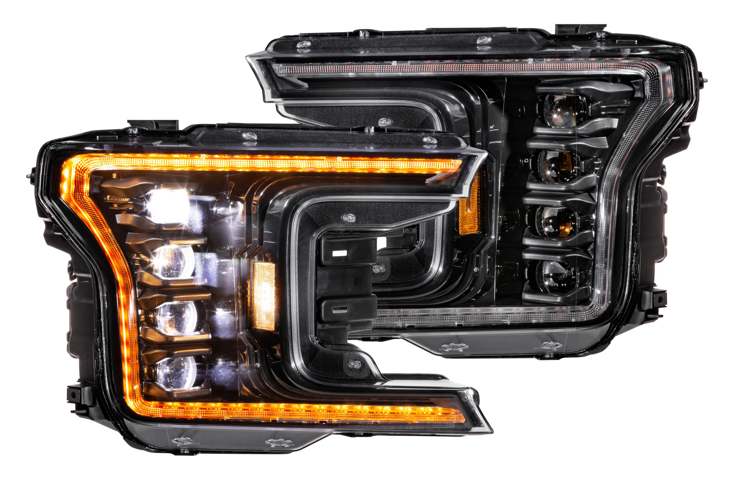 AM XB LED Headlights: Ford F150-18-20 Pair ASM Amber DRL Gen 2 SKU MORLF5012AASM