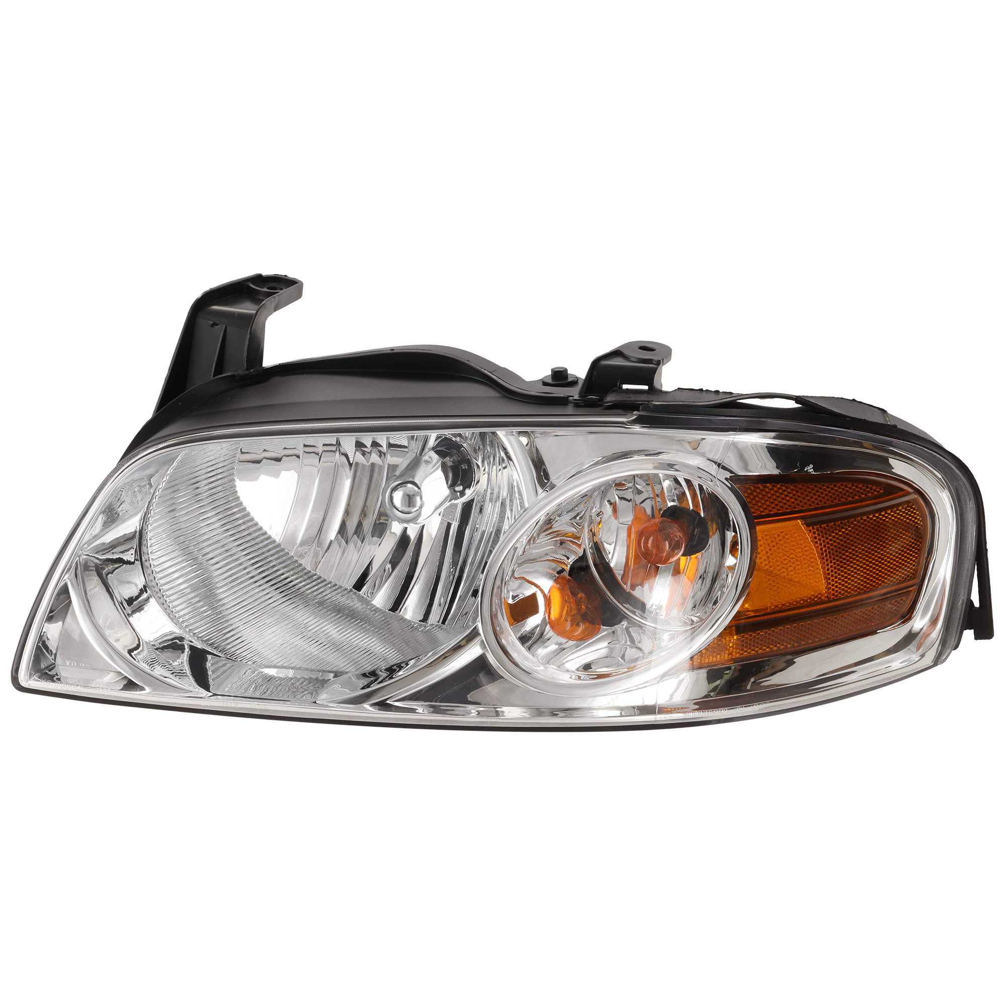 AM SENTRA 04-06 HEAD LAMP LH Assembly Halogen Chrome Interior Base S Models SKU N100120 Partslink NI2502151 OEM 260606Z525
