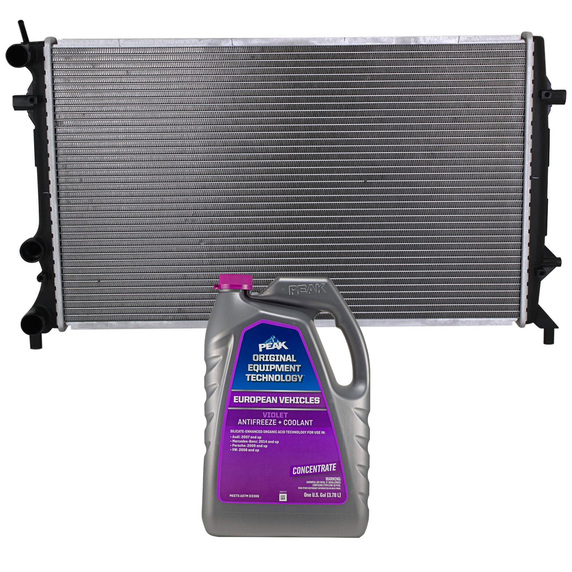AM JETTA 11-11 RADIATOR 2 pc kit Aluminum Core Auto Trans 2.0L Eng 4.0 Cyl. 1 Row Core with Coolant Antifreeze SKU P13215-86-314POEMV 1