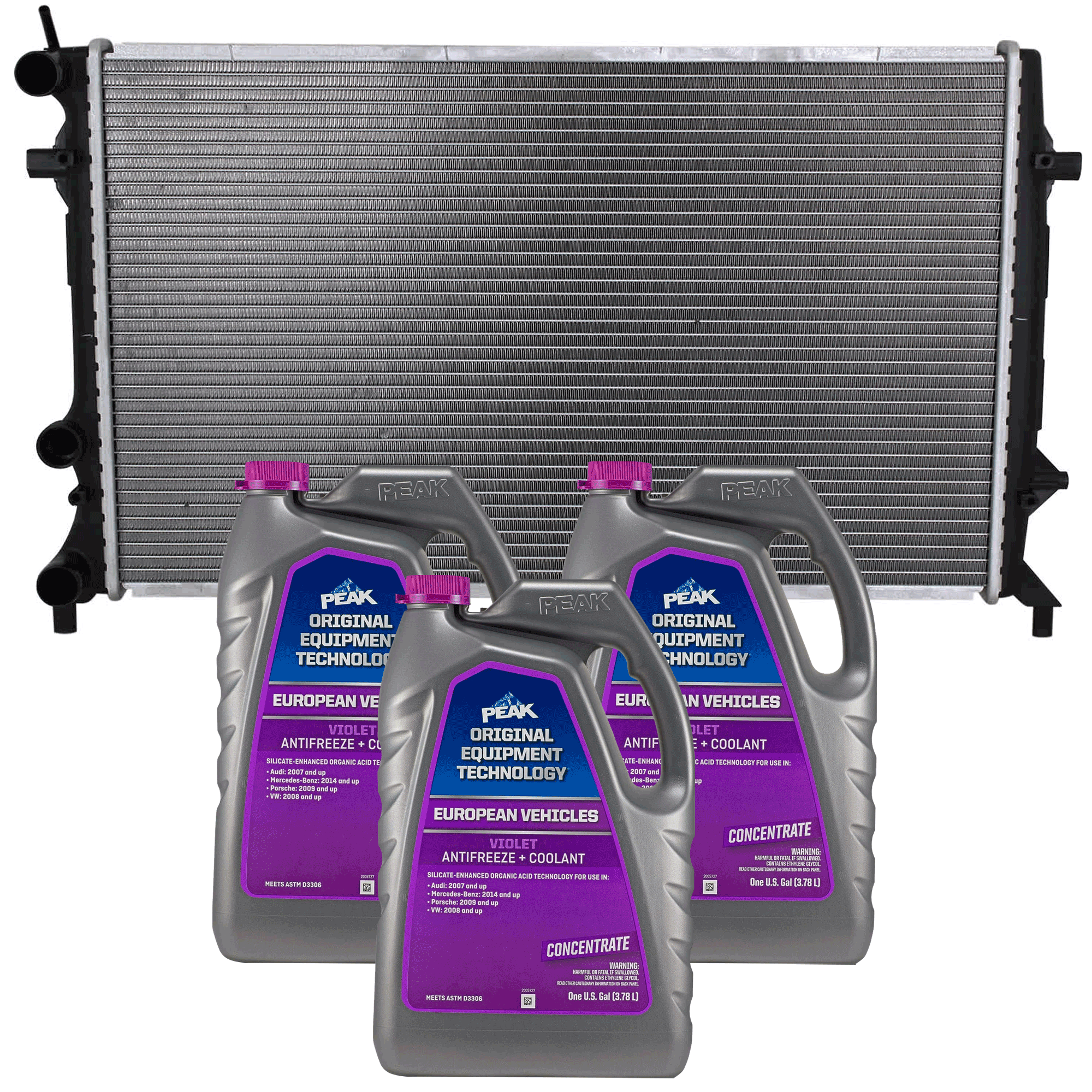 AM BEETLE 12-14 RADIATOR 4 pc kit Aluminum Core 2.5L Eng 5.0 Cyl. 1 Row Core with Coolant Antifreeze SKU P13215-86-314POEMV 3