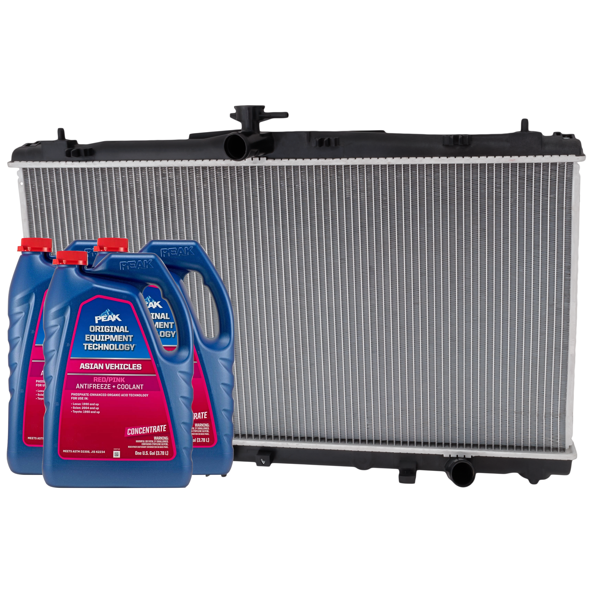 AM ES350 ES300H 13-18 RADIATOR 4 pc kit with 3 gallon Coolant SKU P13338-86-174POEM 3
