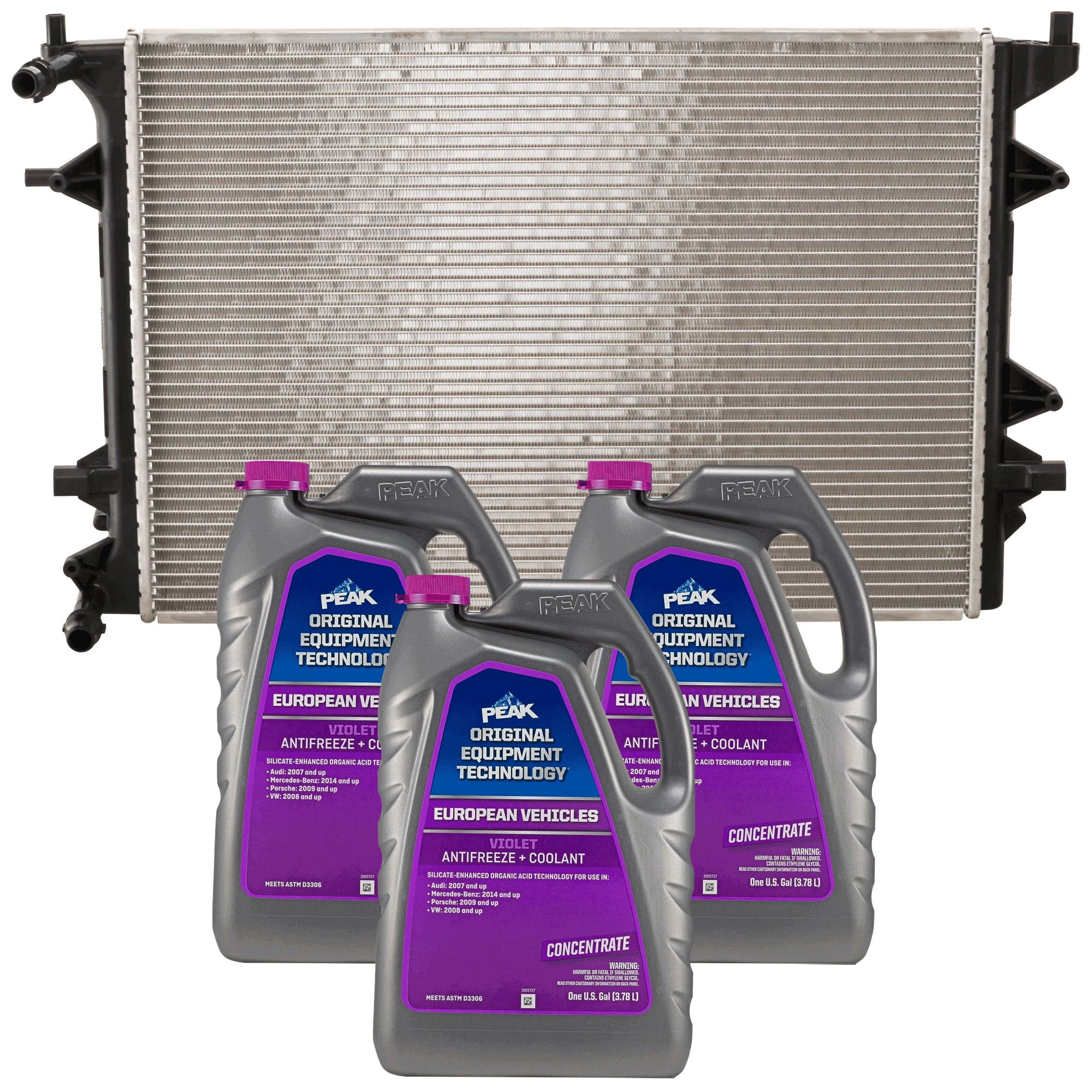 AM JETTA 18-18 RADIATOR 4 pc kit with Coolant Antifreeze SKU P13664-86-314POEMV 3
