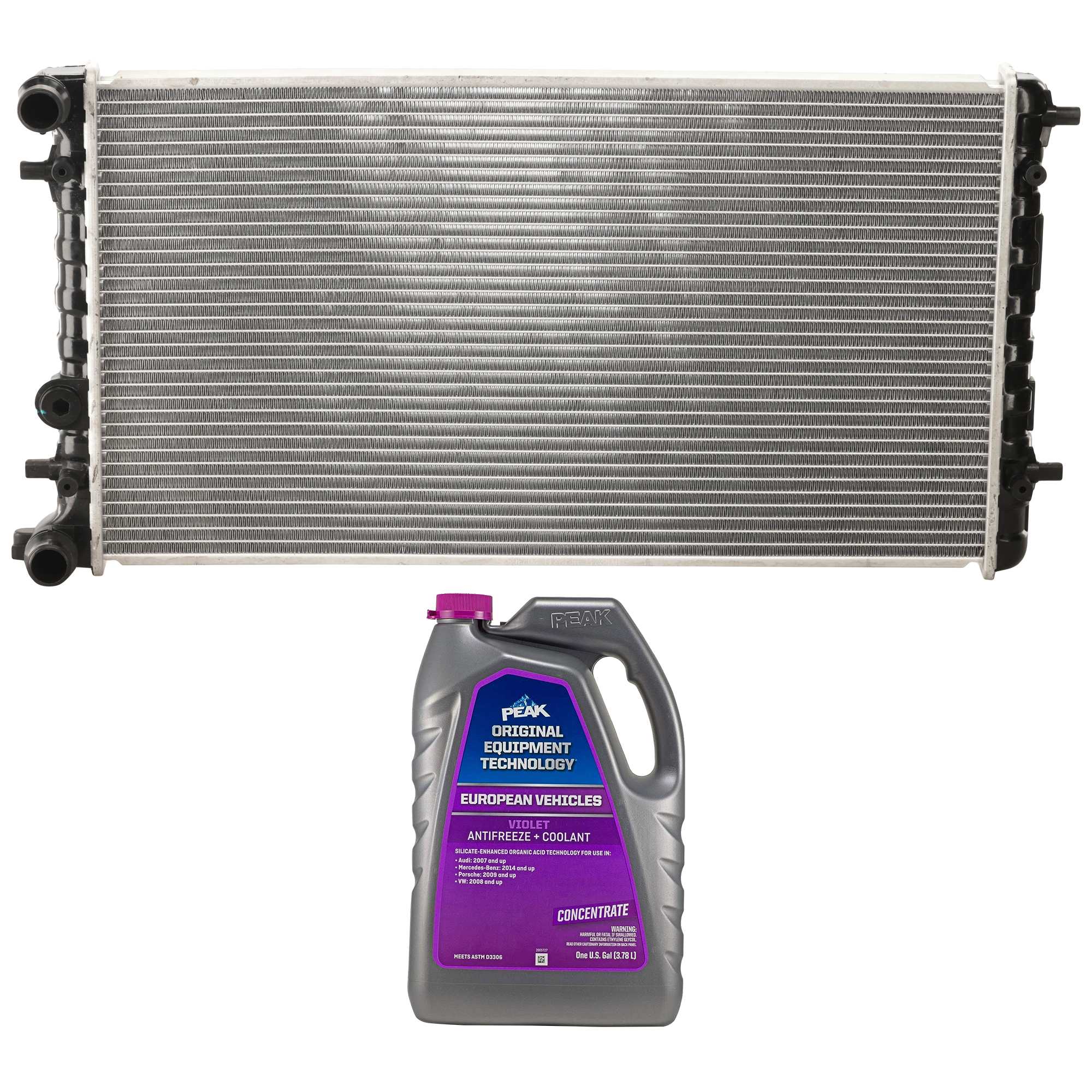 AM BEETLE 98-05 RADIATOR 2 pc kit includes Coolant Antifreeze SKU P2241-86-314POEMVW 1