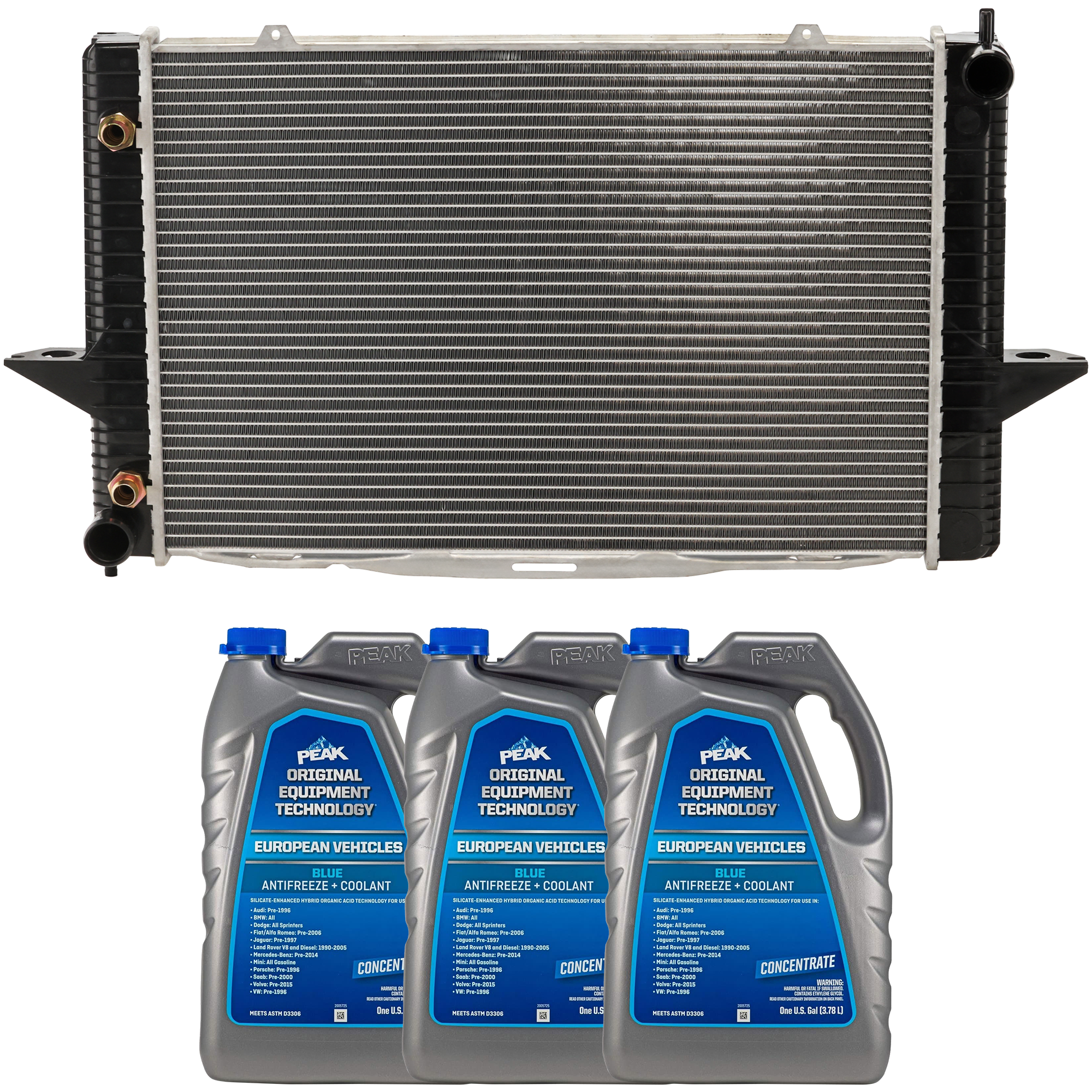 AM V70-99-99 RADIATOR 4 pc kit with Coolant Antifreeze SKU P2424-86-314BOEME 3