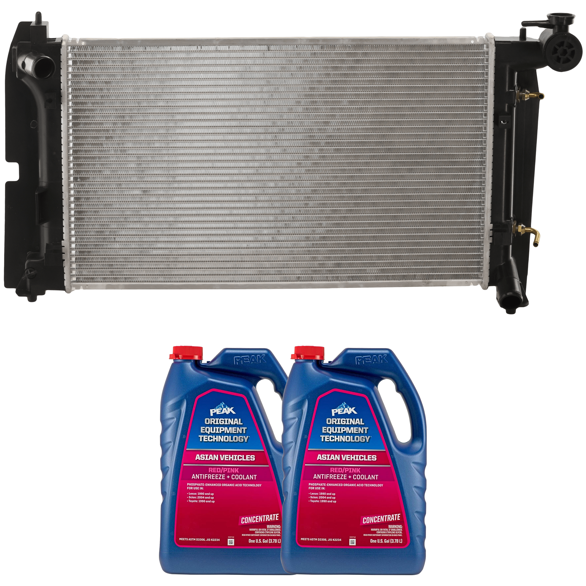 AM COROLLA MATRIX 04-08 RADIATOR 3 pc kit with Coolant Antifreeze SKU P2428-86-174POEM 2