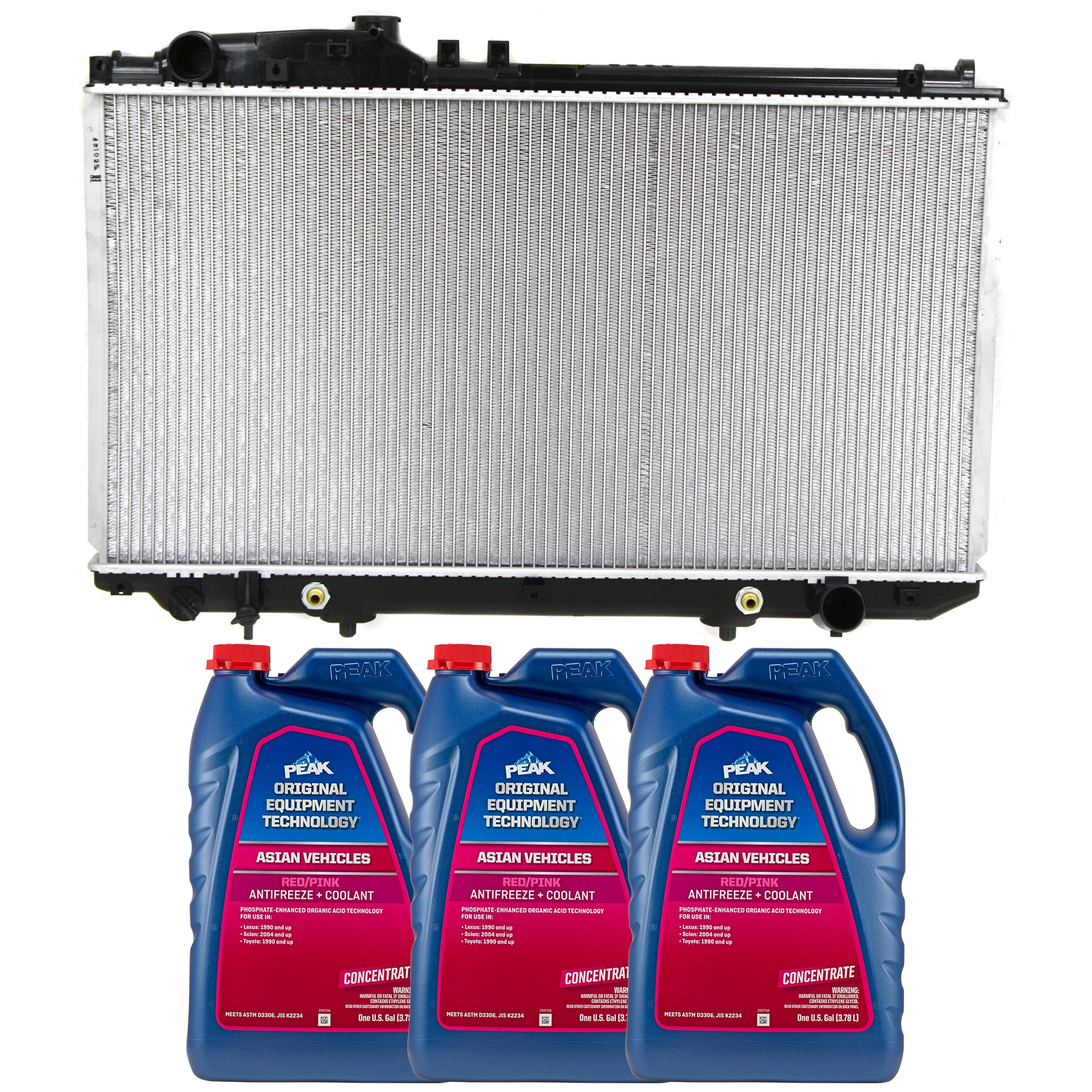 AM GS430-01-02 RADIATOR 4 pc kit with Coolant Antifreeze SKU P2541-86-374ROEM 3
