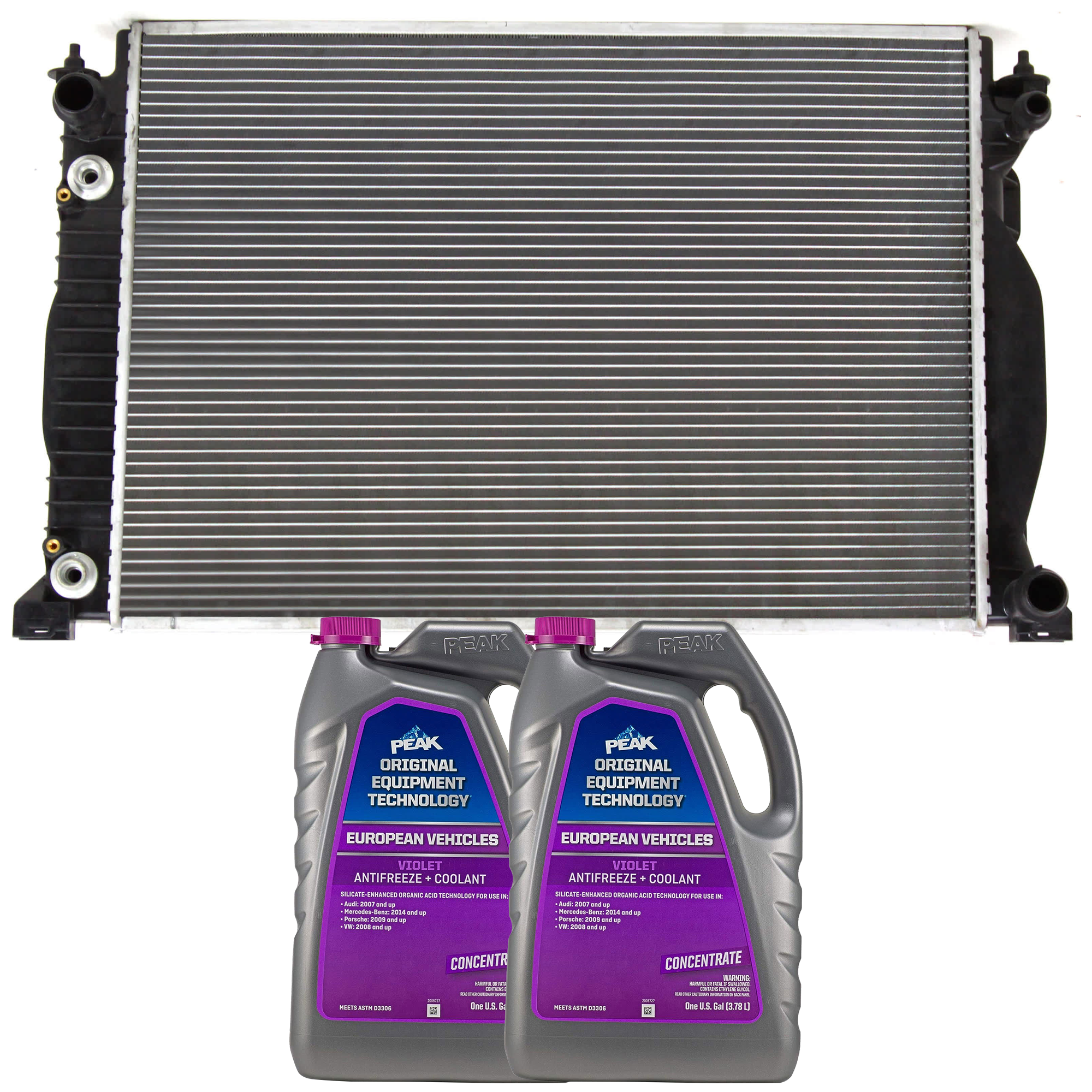 AM A4 A4 QUATTRO 02-08 RADIATOR 3 pc kit with Coolant Antifreeze Set of 3 SKU P2556-86-314POEMVW 2