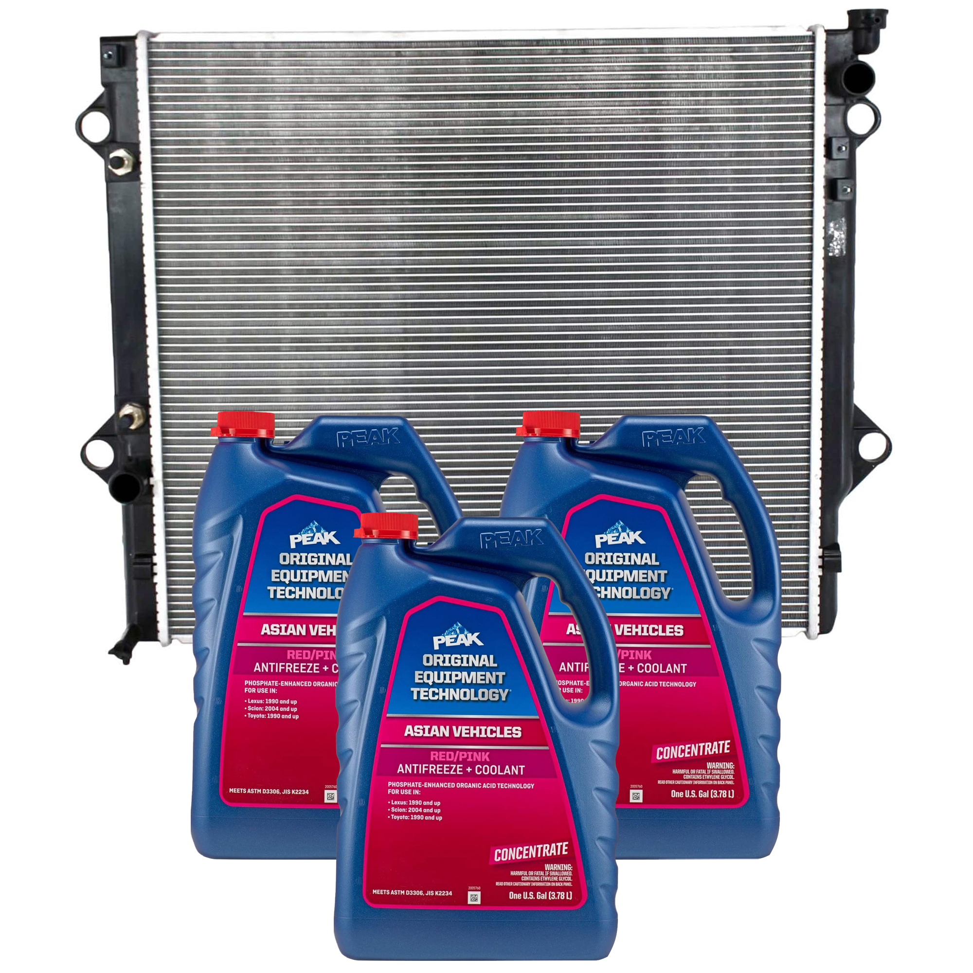 AM 4RUNNER 03-09 FJ CRUISER 07-14 RADIATOR 4 pc kit with Coolant Antifreeze SKU P2580-86-174POEM 3