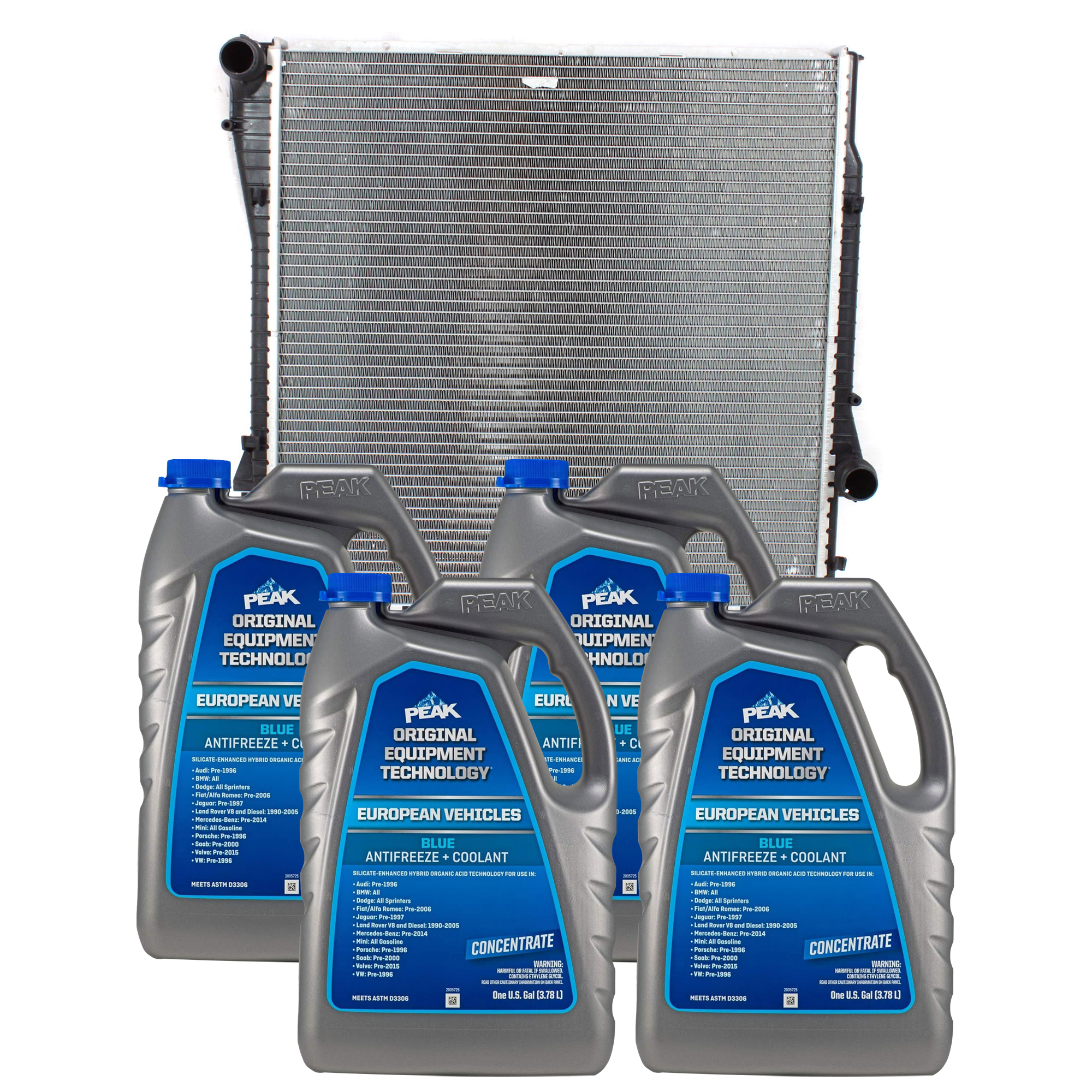 AM X5-04-06 RADIATOR 5 pc Kit 8 Cyl. 4.4L 4.8L Eng. with Coolant Antifreeze SKU P2593-86-314BOEME 4