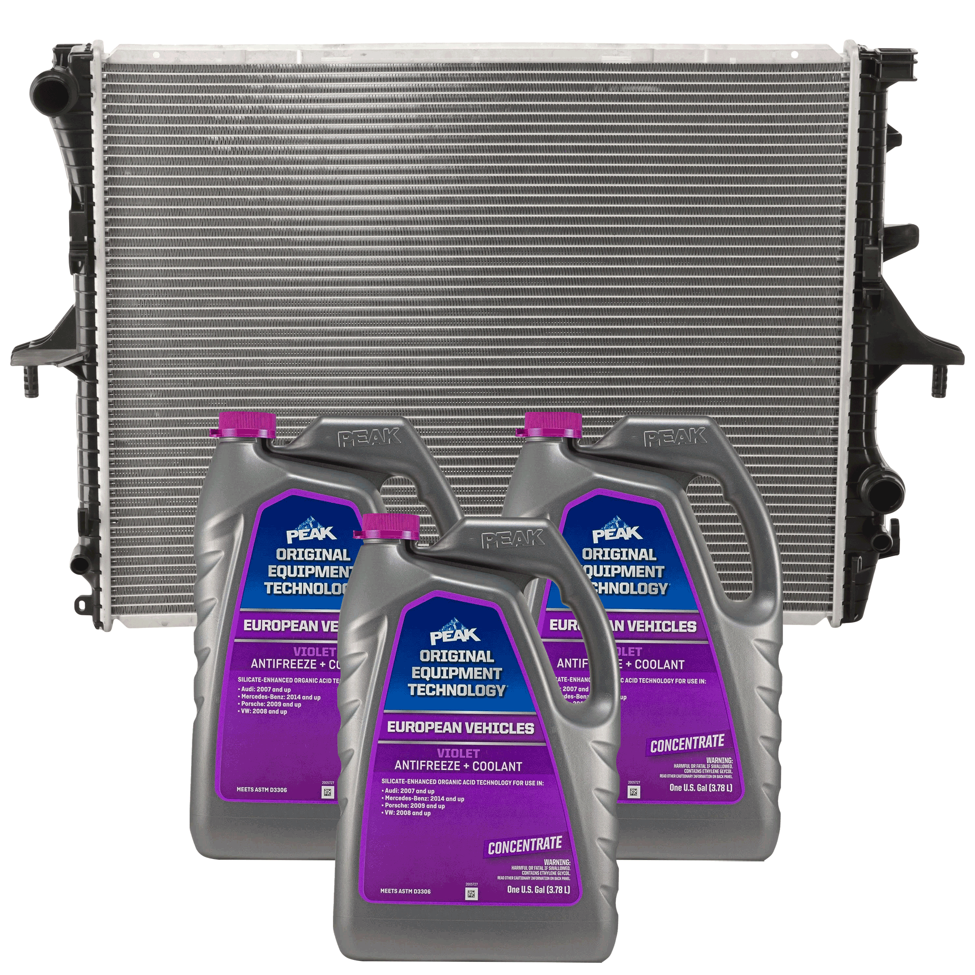 AM TOUAREG 04-09 Q7-07-15 RADIATOR 4 pc kit with Coolant Antifreeze SKU P2756-86-314POEMVW 3