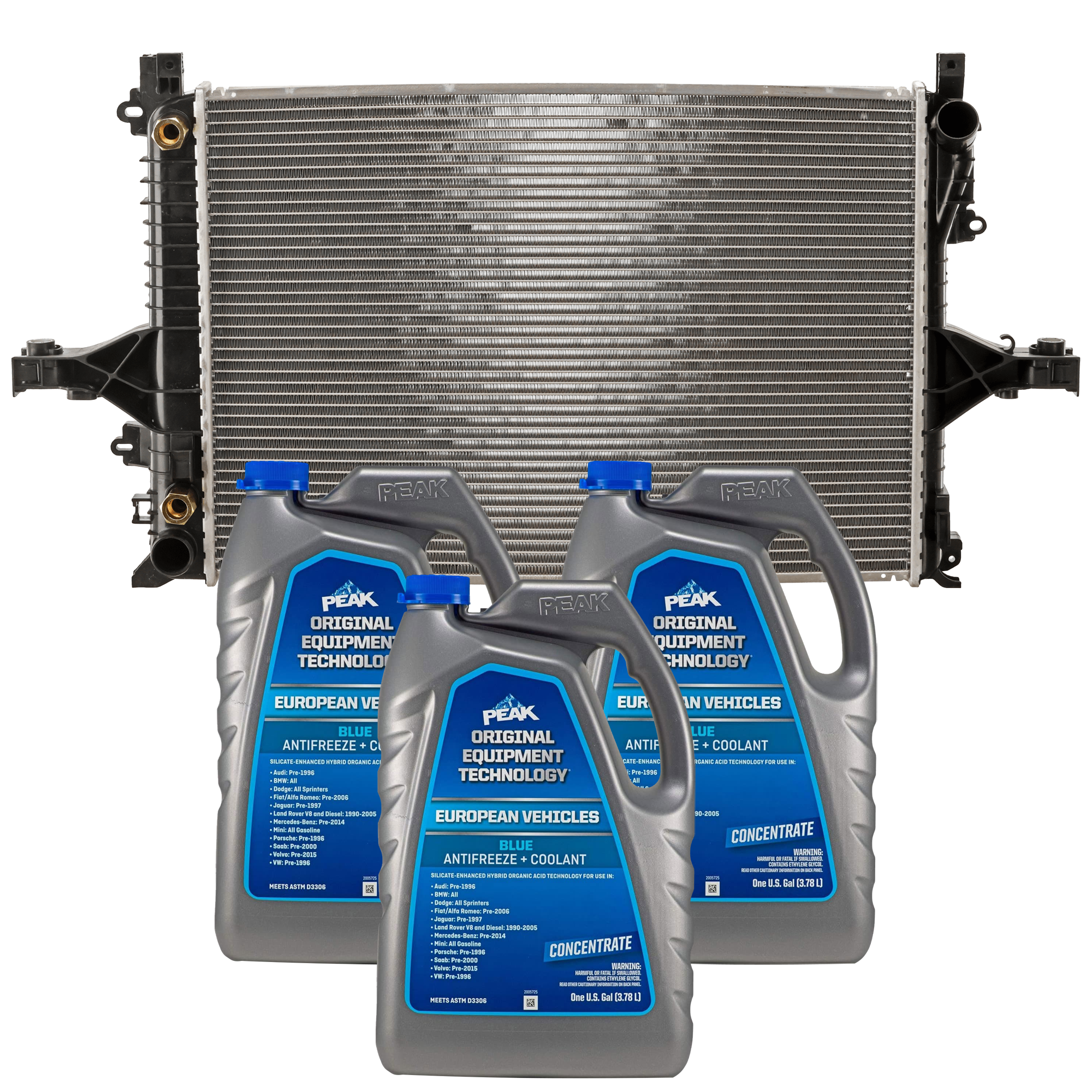 AM S80-99-06 RADIATOR 4 pc kit with Coolant Antifreeze SKU P2805-86-314BOEME 3
