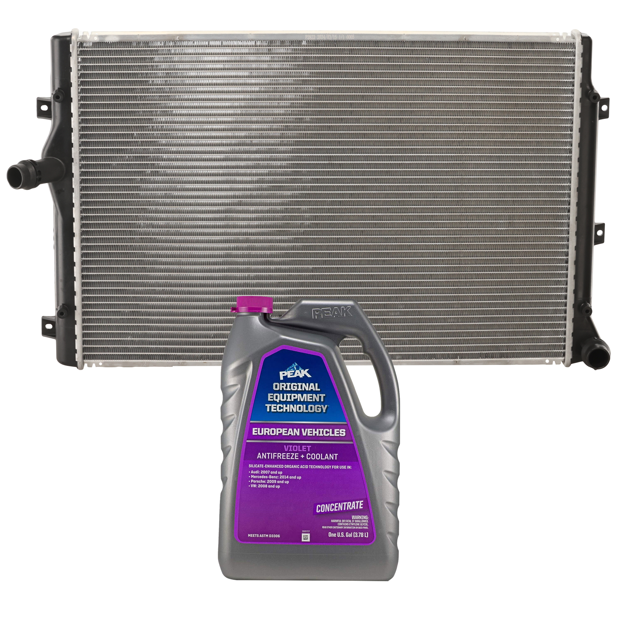 AM JETTA 11-14 RADIATOR 2 pc kit Aluminum Core 4 Cyl 2.0L Engine 1 Row Core w Coolant Antifreeze SKU P2822-86-314POEMVW 1