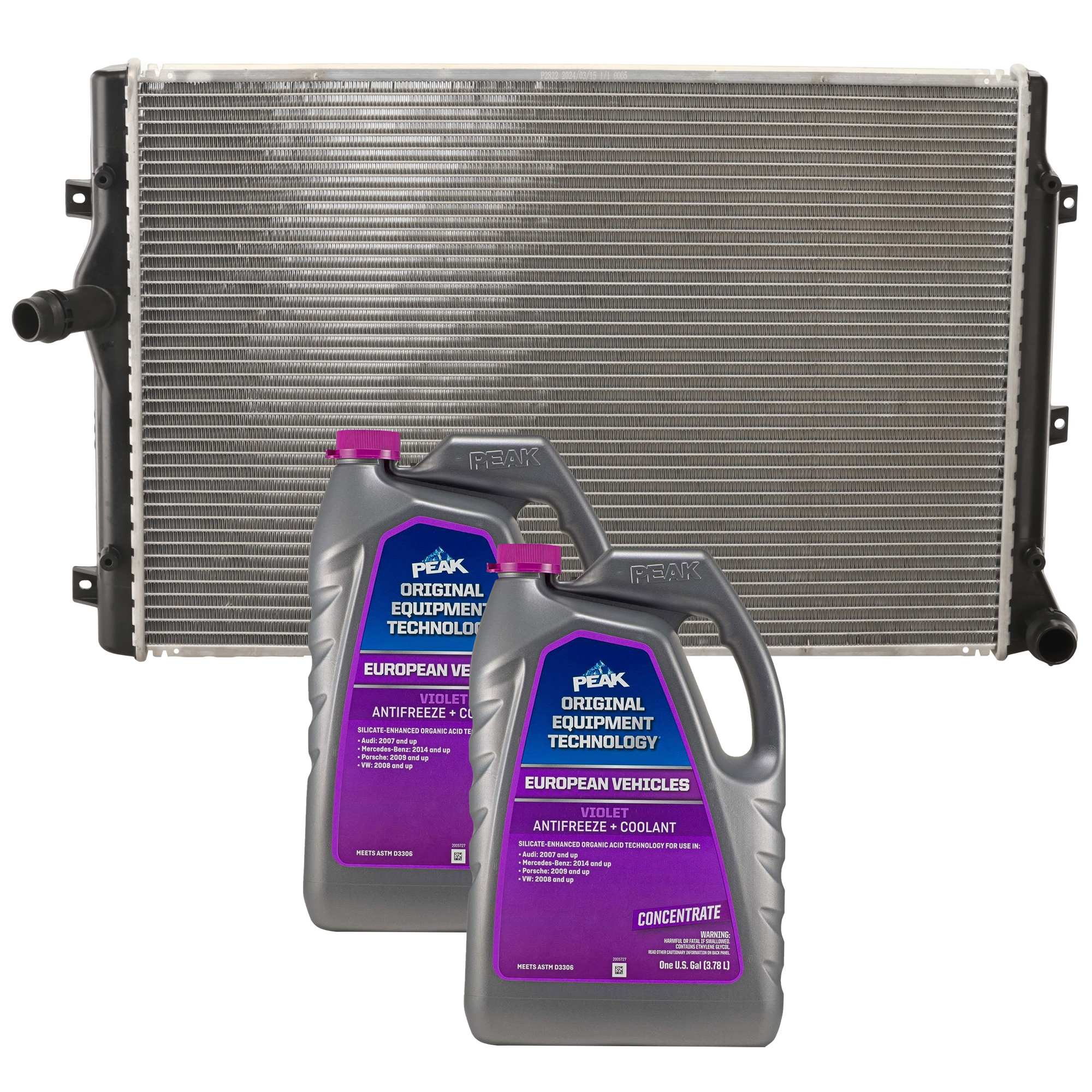 AM GTI 06-14 EOS 07-16 RADIATOR 3 pc kit Aluminum Core 4 Cyl 2.0L Engine 1 Row Core w Coolant Antifreeze SKU P2822-86-314POEMVW 2