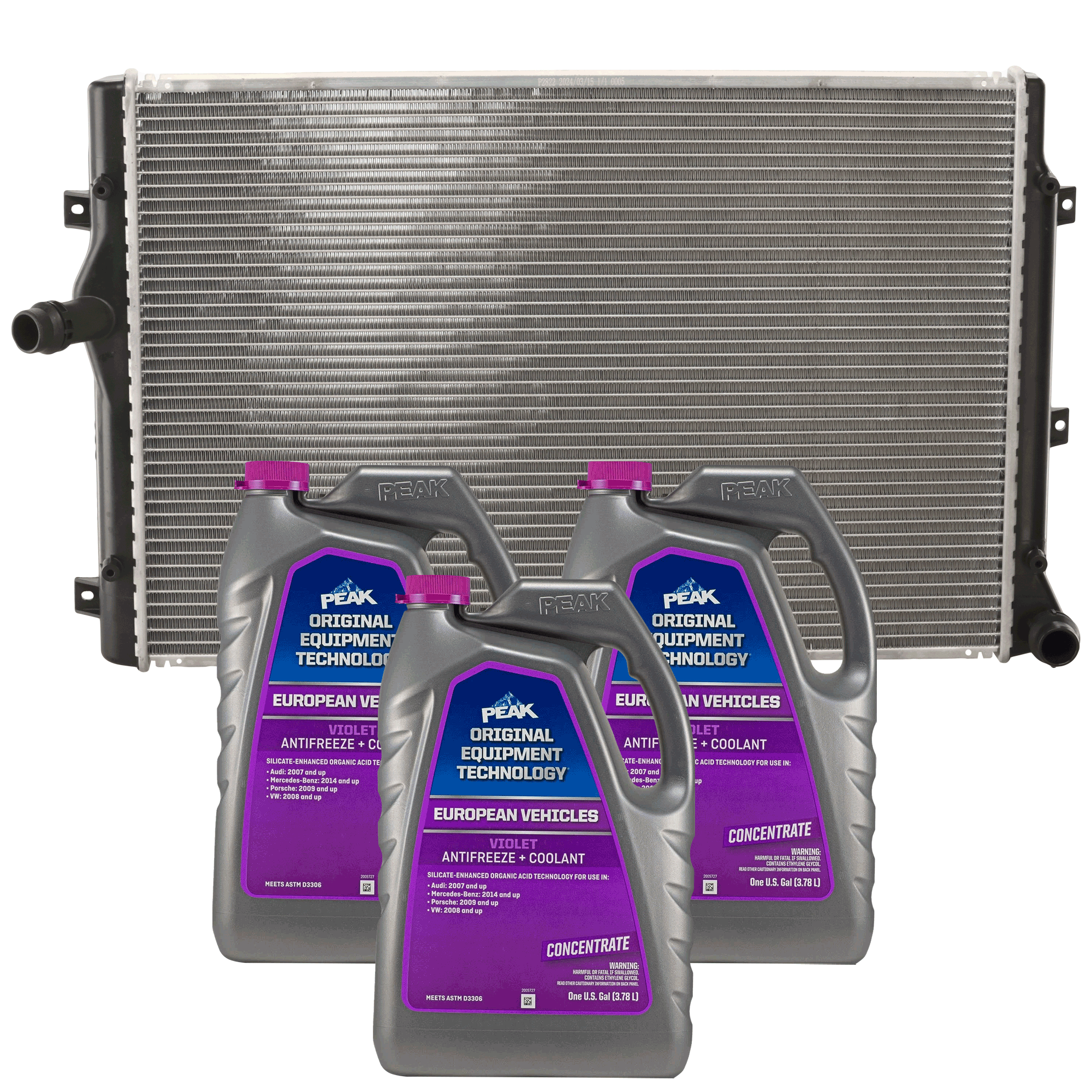 AM TT 08-09 A3-13-13 RADIATOR 4 pc kit Aluminum Core 4 Cyl 2.0L Engine 1 Row Core w Coolant Antifreeze SKU P2822-86-314POEMVW 3