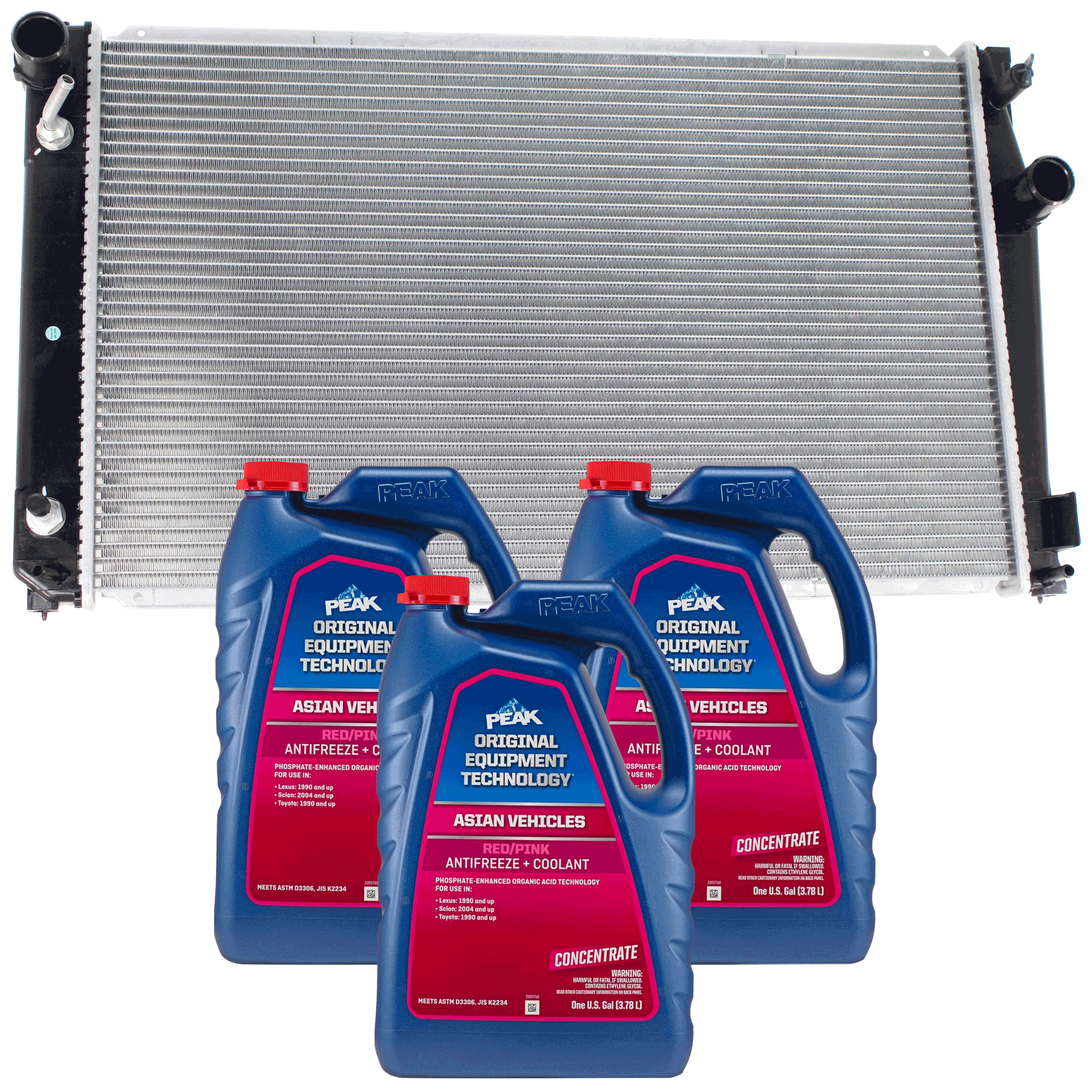 AM RAV4-07-12 RADIATOR 4 pc kit with Coolant Antifreeze SKU P2892-86-174POEM 3
