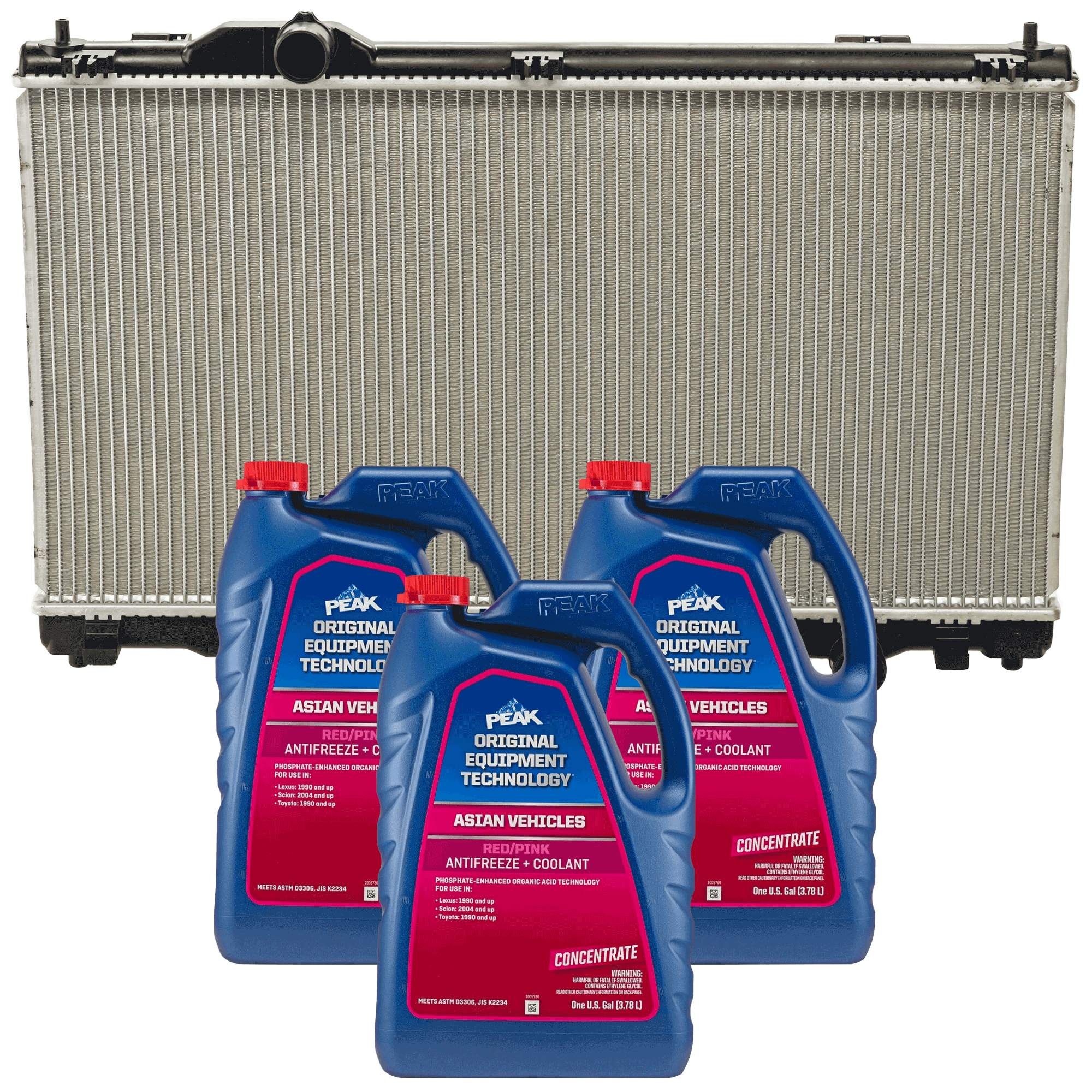 AM IS250 IS350-06-15 RADIATOR 4 pc kit with Coolant Antifreeze SKU P2968-86-174POEM 3