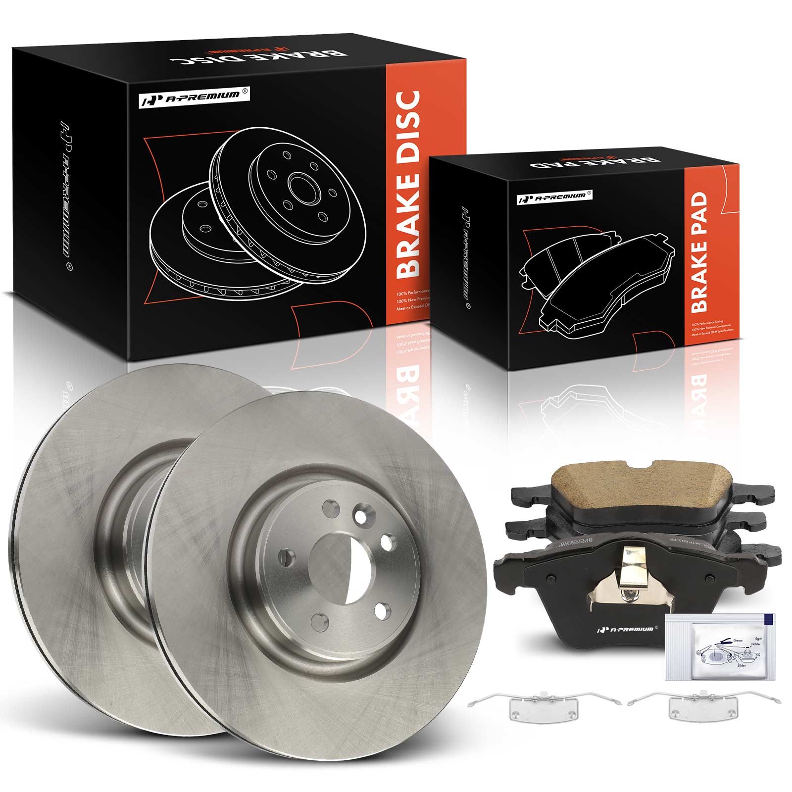 AM Brake Disc and Pad Kit SKU PRMAPBRPR1446 OEM 12139044-34395 AX900860 BR9008