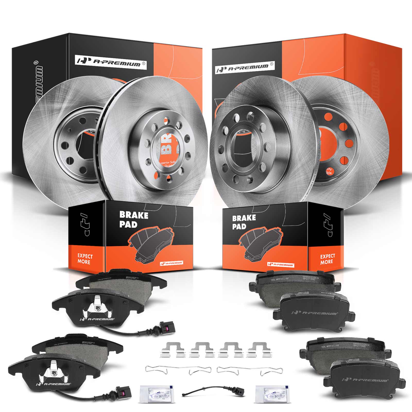 AM Brake Disc and Pad Kit SKU PRMAPBRPR357 OEM R34303 PRT5682 P1107A EHT1107H