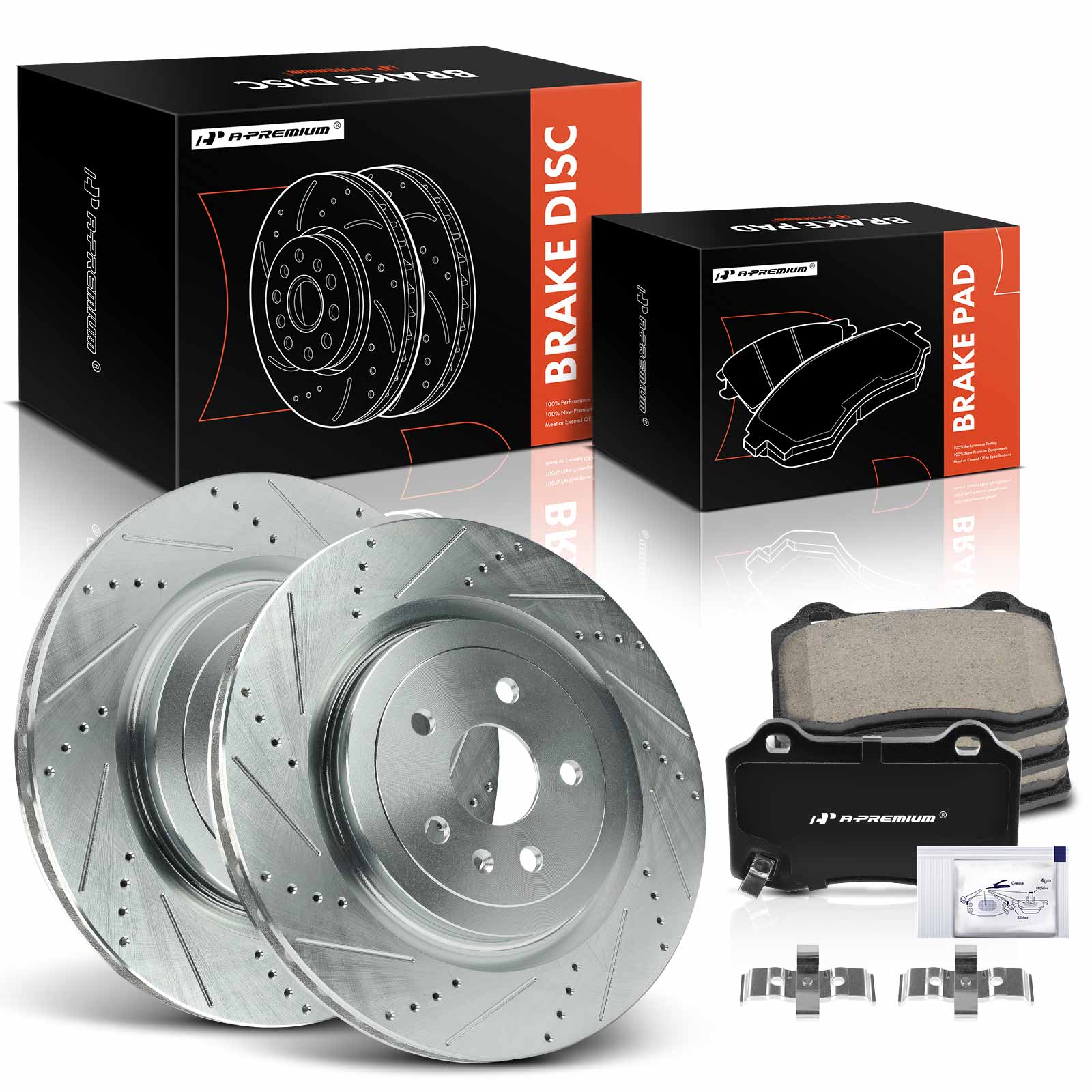 AM Brake Disc and Pad Kit SKU PRMAPBRPS1434 OEM P1053 S55163-12162119-6PR12007