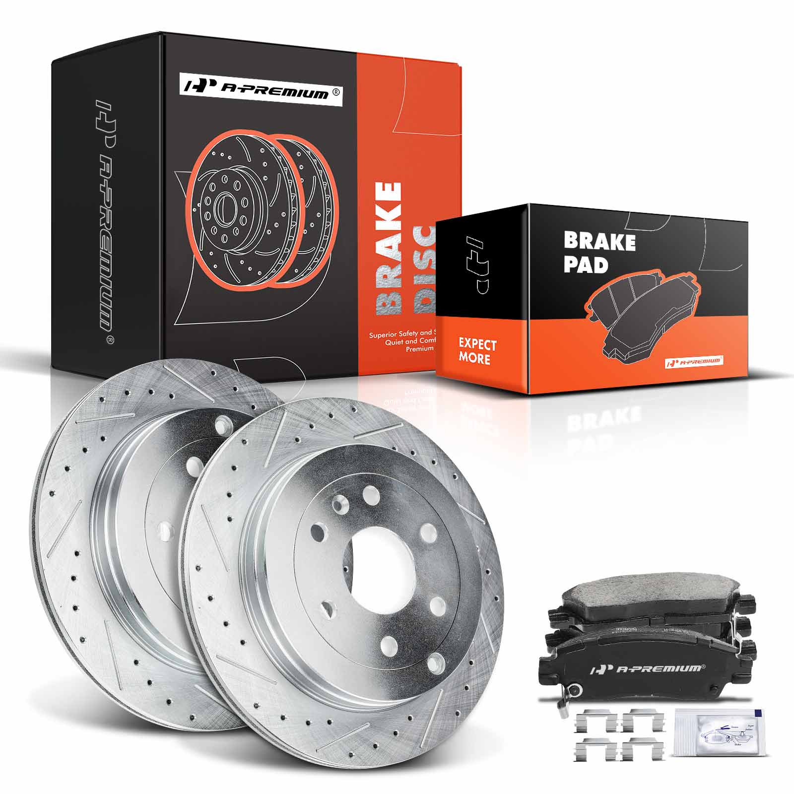 AM Brake Disc and Pad Kit SKU PRMAPBRPS232 OEM S55151-63148055L 63148055R AR8