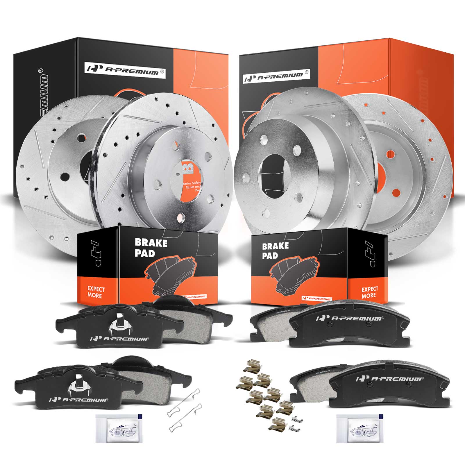 AM Brake Disc and Pad Kit SKU PRMAPBRPS256 OEM S5118-63142024L 63142024R AR87