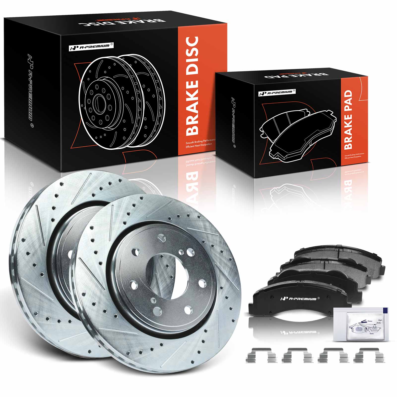 AM Brake Disc and Pad Kit SKU PRMAPBRPS402 OEM S54173-63154219L 63154219R 680
