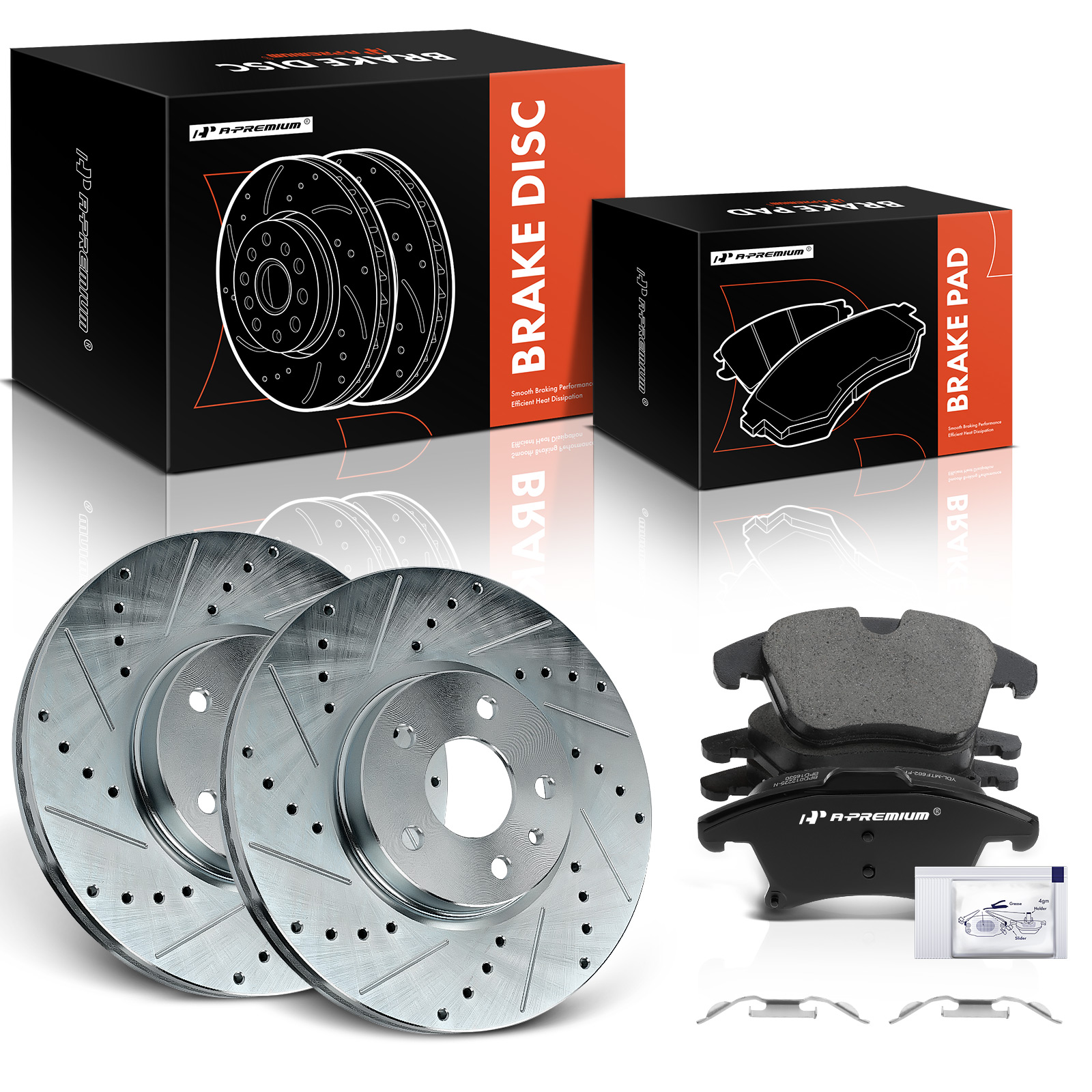 AM Brake Disc and Pad Kit SKU PRMAPBRPS408 OEM S54196-63154259L 63154259R AR8