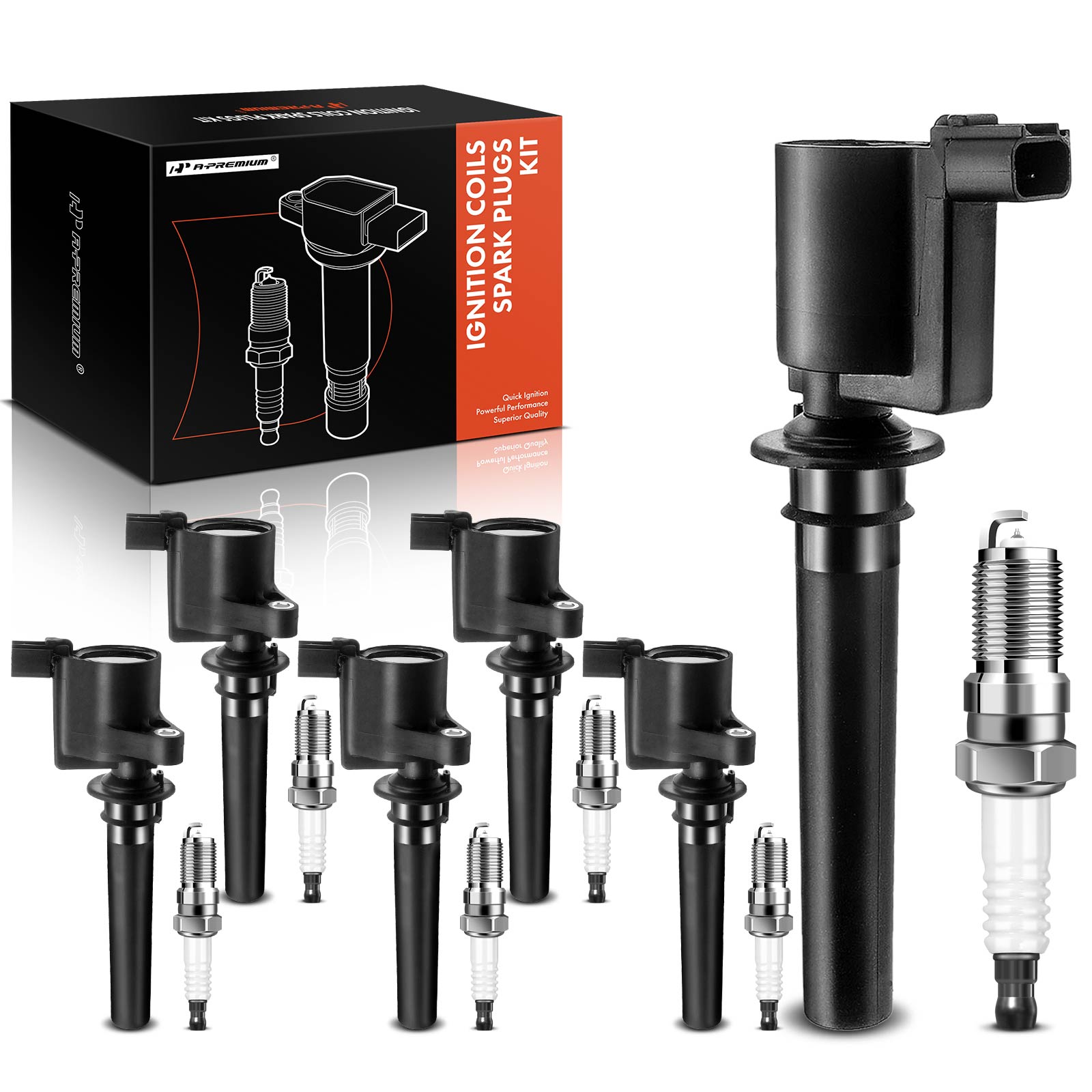 AM Ignition Coil and Spark Plug Kit SKU PRMAPIC0517 OEM UF406-1L8Z12029AA 1L8Z12029AB
