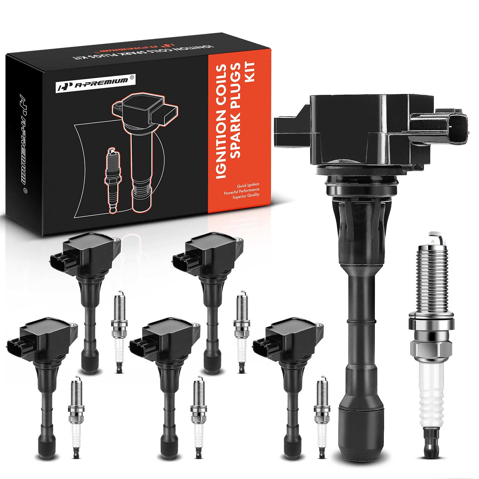 AM Ignition Coil and Spark Plug Kit SKU PRMAPIC0620 OEM UF550-22448JA10A 22448JA10C 22