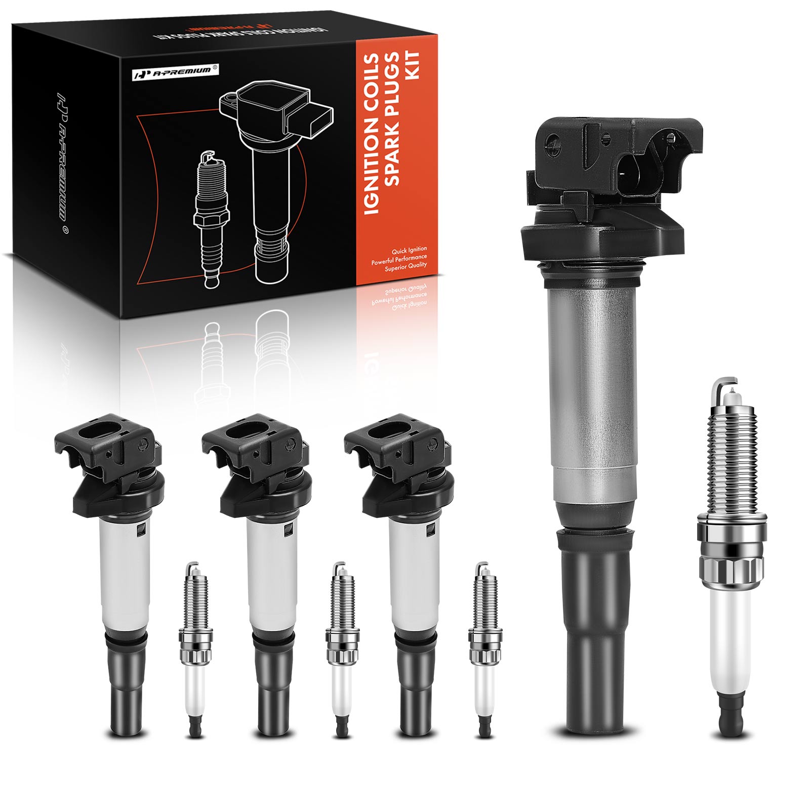 AM Ignition Coil and Spark Plug Kit SKU PRMAPIC0794 OEM UF598-12137575010-19005293 NGK