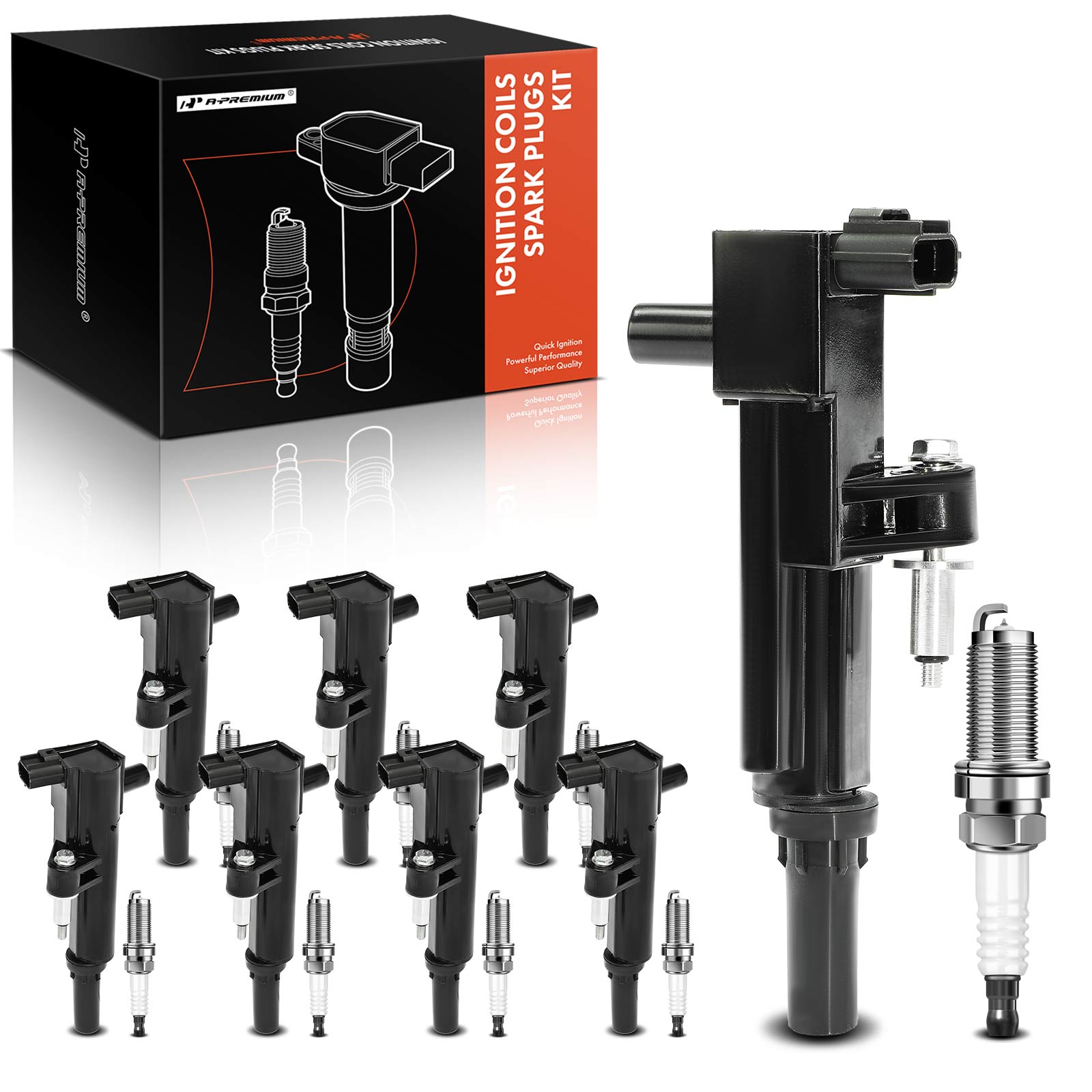 AM Ignition Coil and Spark Plug Kit SKU PRMAPIC0818 OEM UF601-5149049AB NGK4469-4469