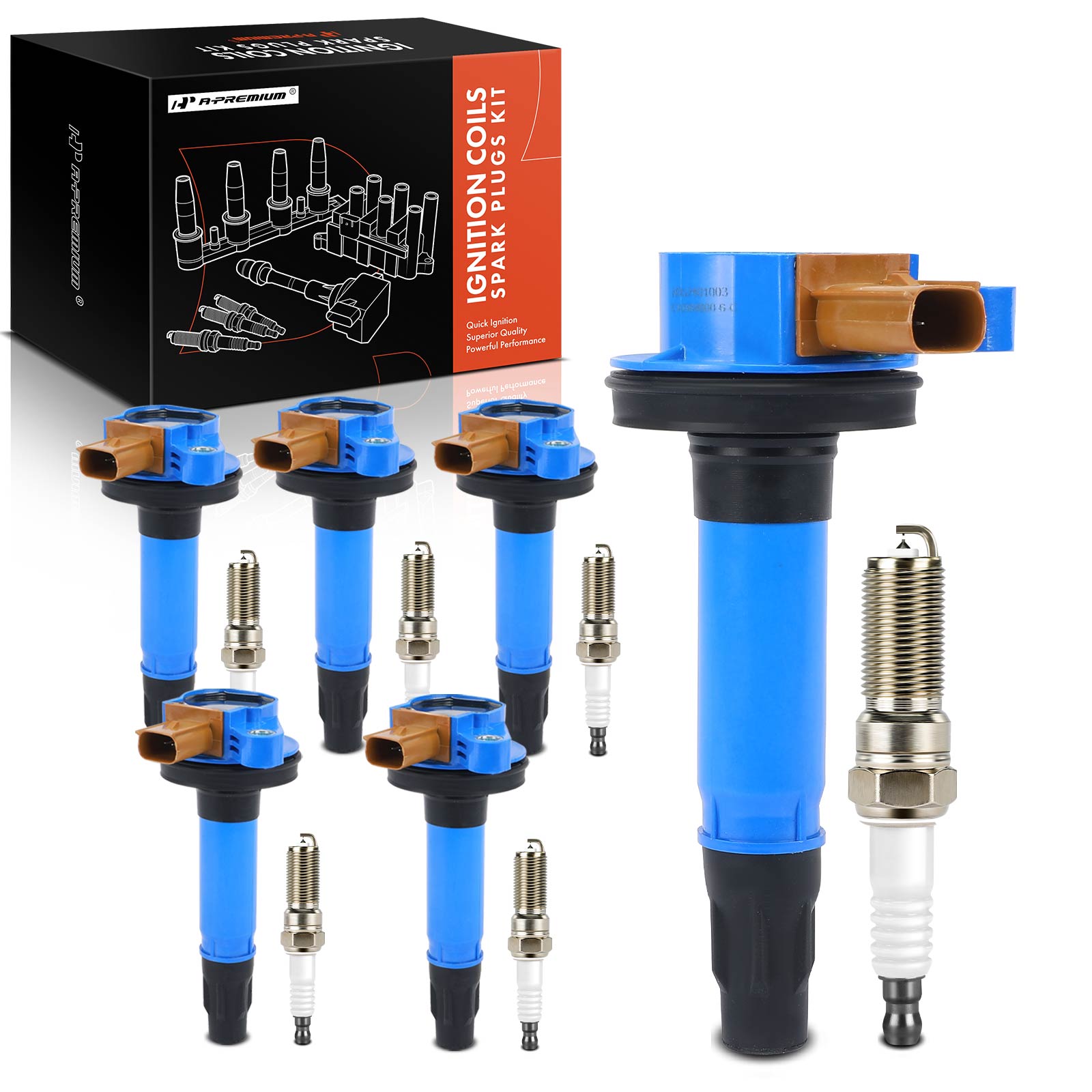 AM Ignition Coil and Spark Plug Kit SKU PRMAPIC1008 OEM UF646 DG548 DG549 BL3Z12029A B
