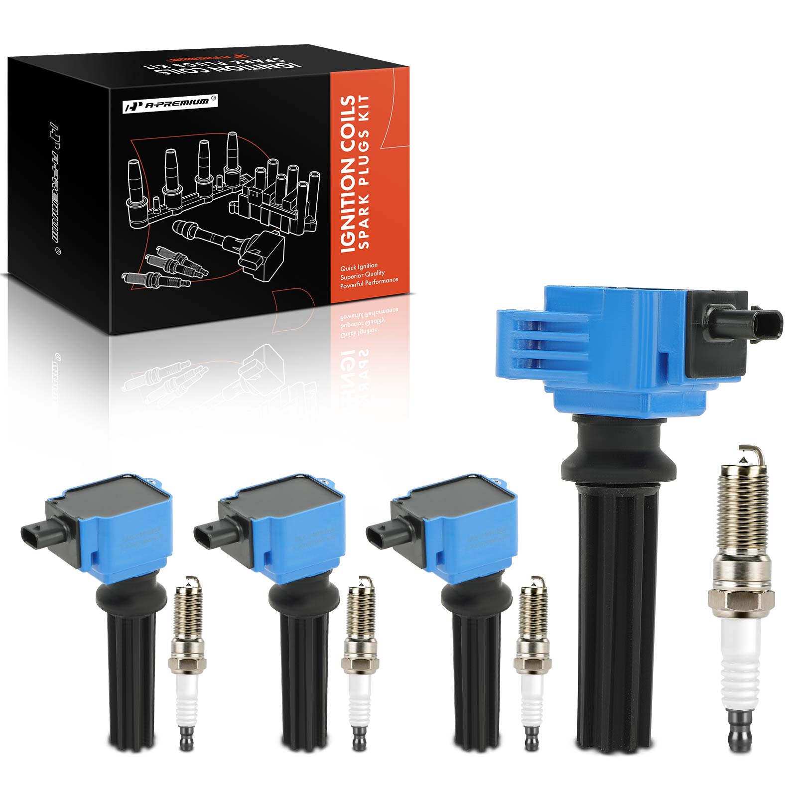 AM Ignition Coil and Spark Plug Kit SKU PRMAPIC1009 OEM UF670 UF678 UF729 CM5E12A366BC