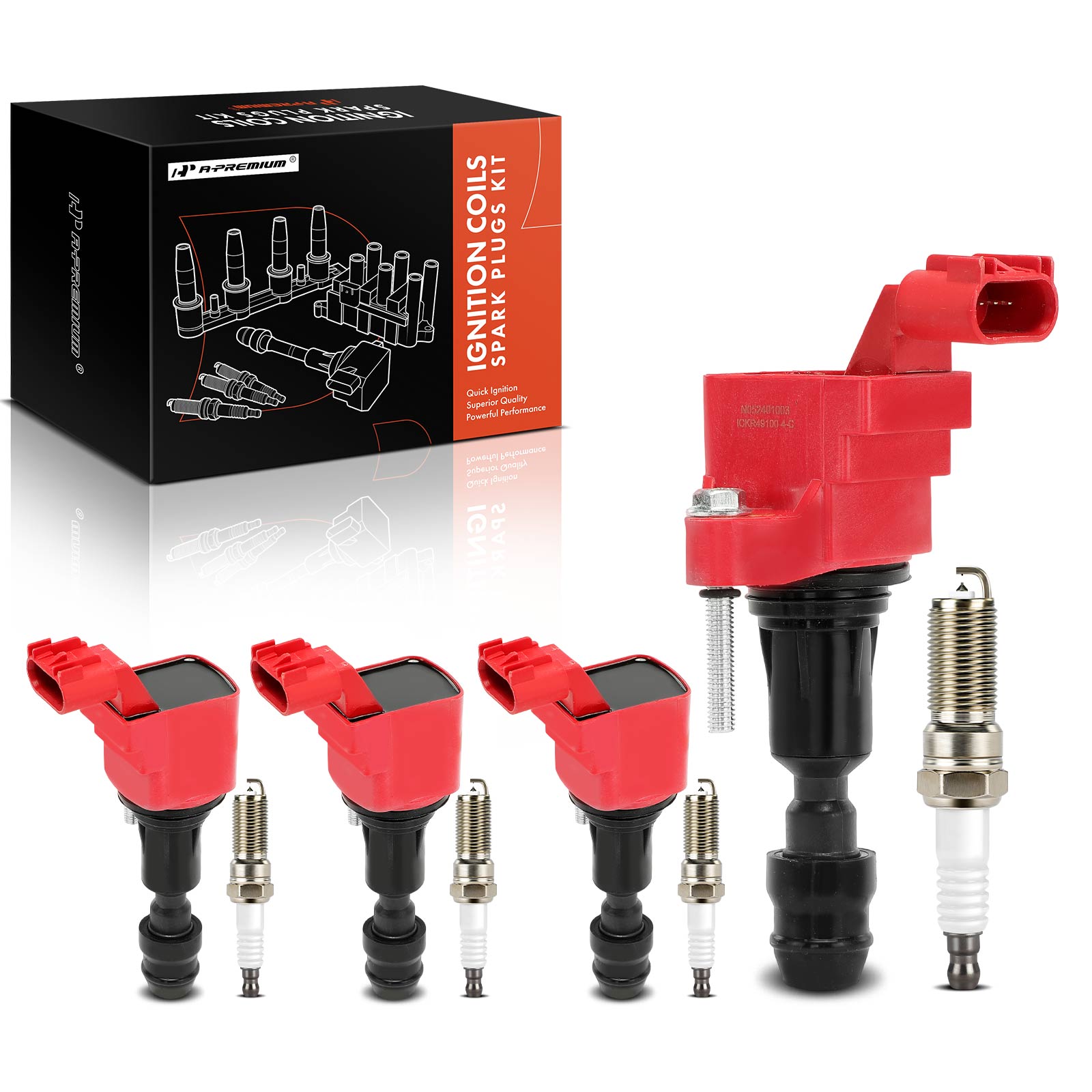 AM Ignition Coil and Spark Plug Kit SKU PRMAPIC1016 OEM UF491 UF645-12638824-12578224