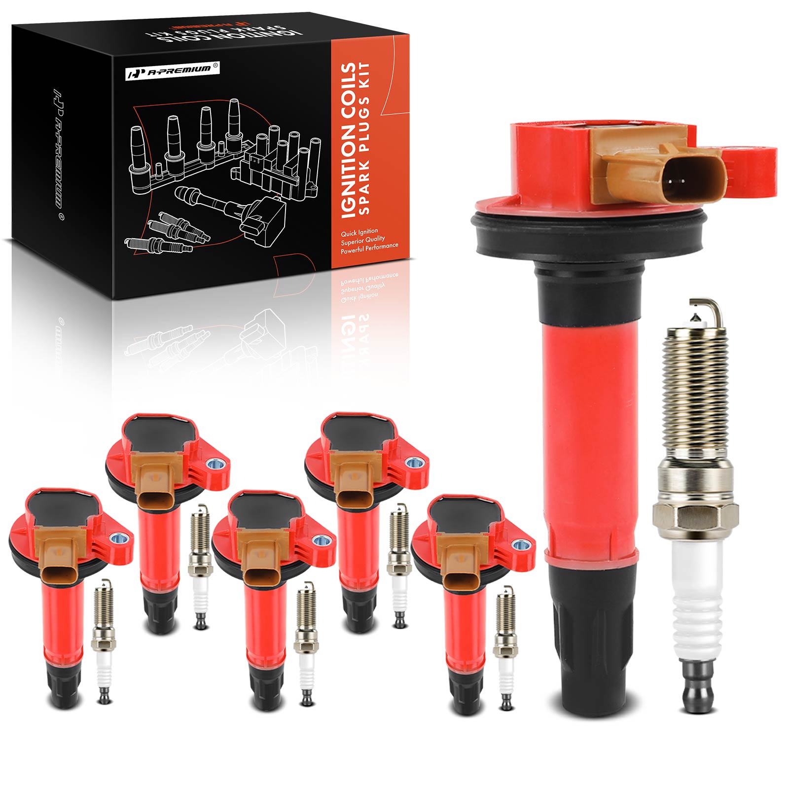 AM Ignition Coil and Spark Plug Kit SKU PRMAPIC1021 OEM UF646 DG548 DG549 BL3Z12029A B