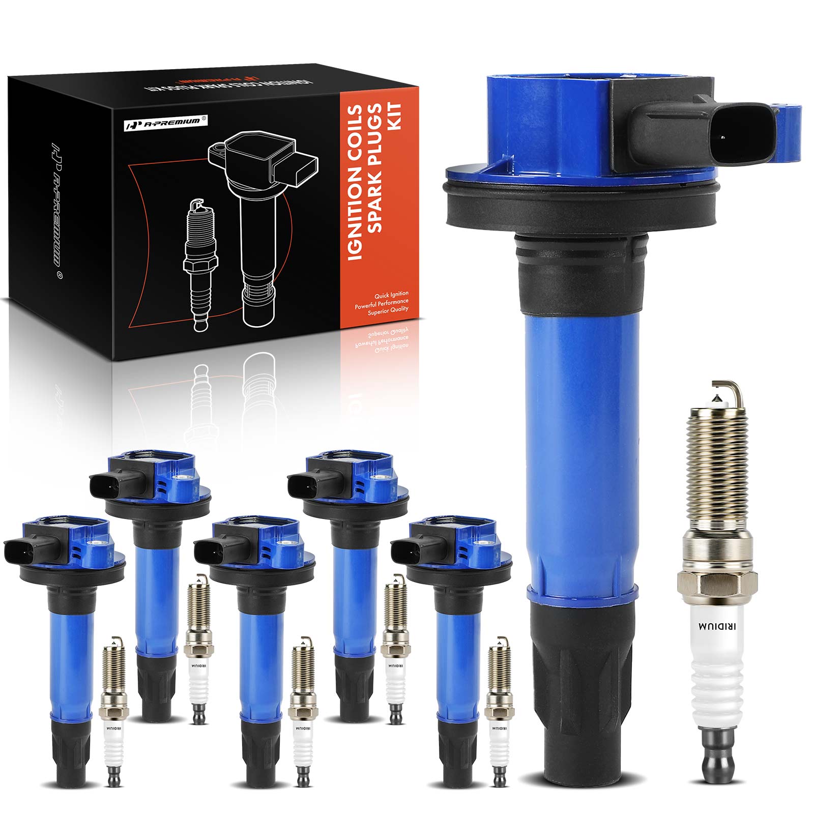 AM Ignition Coil and Spark Plug Kit SKU PRMAPIC1102 OEM UF553 UF595 DG520-7T4E12A375ED