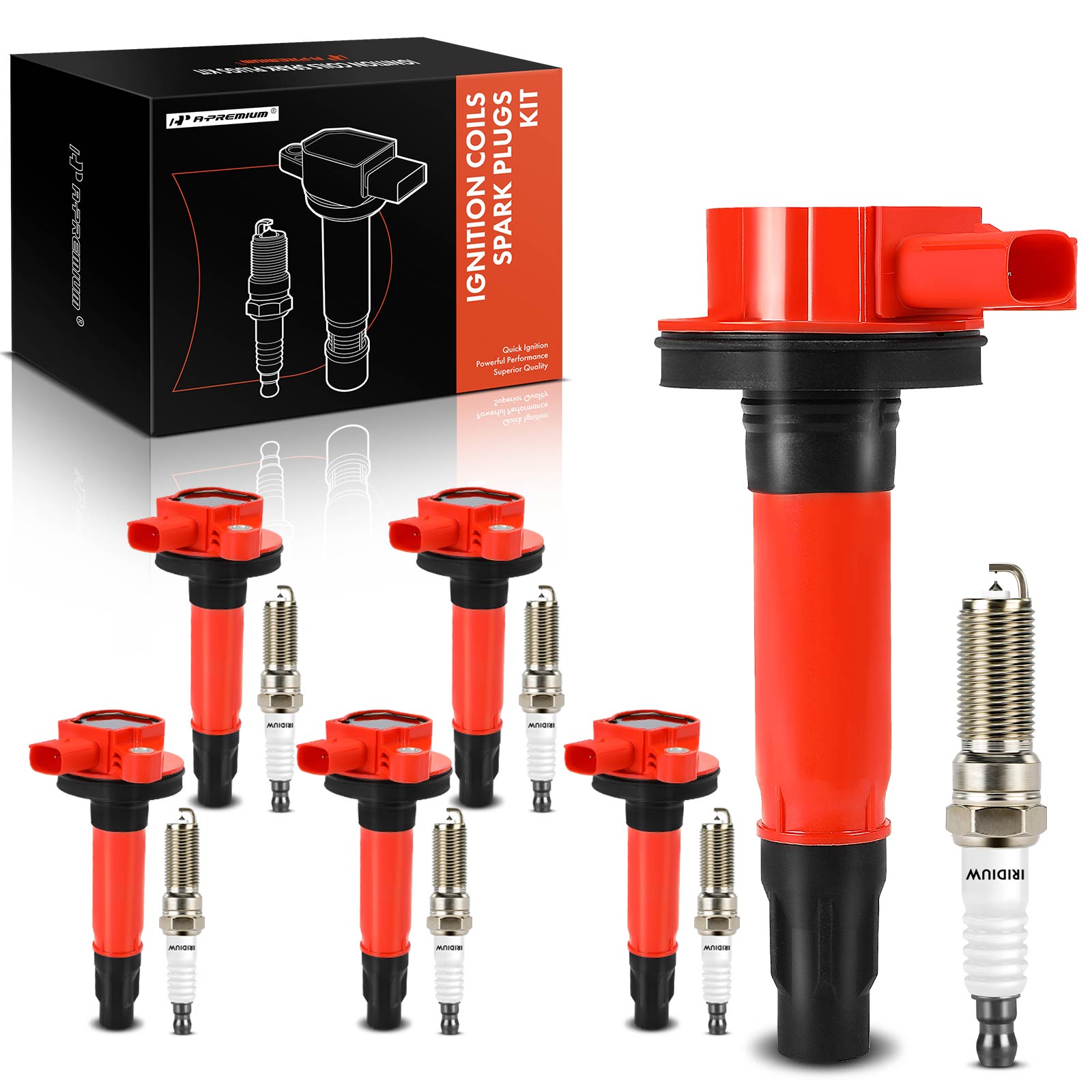 AM Ignition Coil and Spark Plug Kit SKU PRMAPIC1115 OEM UF553 UF595 DG520-7T4E12A375ED