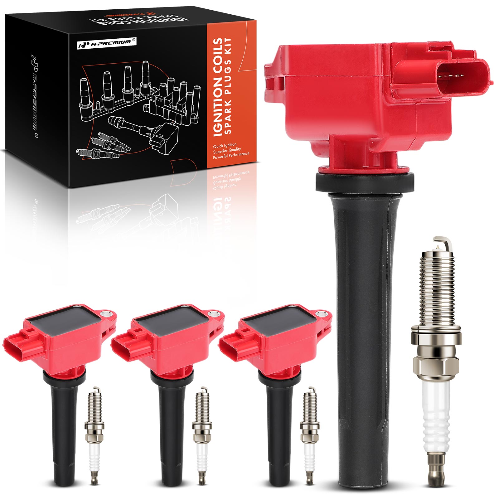 AM Ignition Coil and Spark Plug Kit SKU PRMAPIC1406 OEM PE0118100 PE0118100A PE2018100