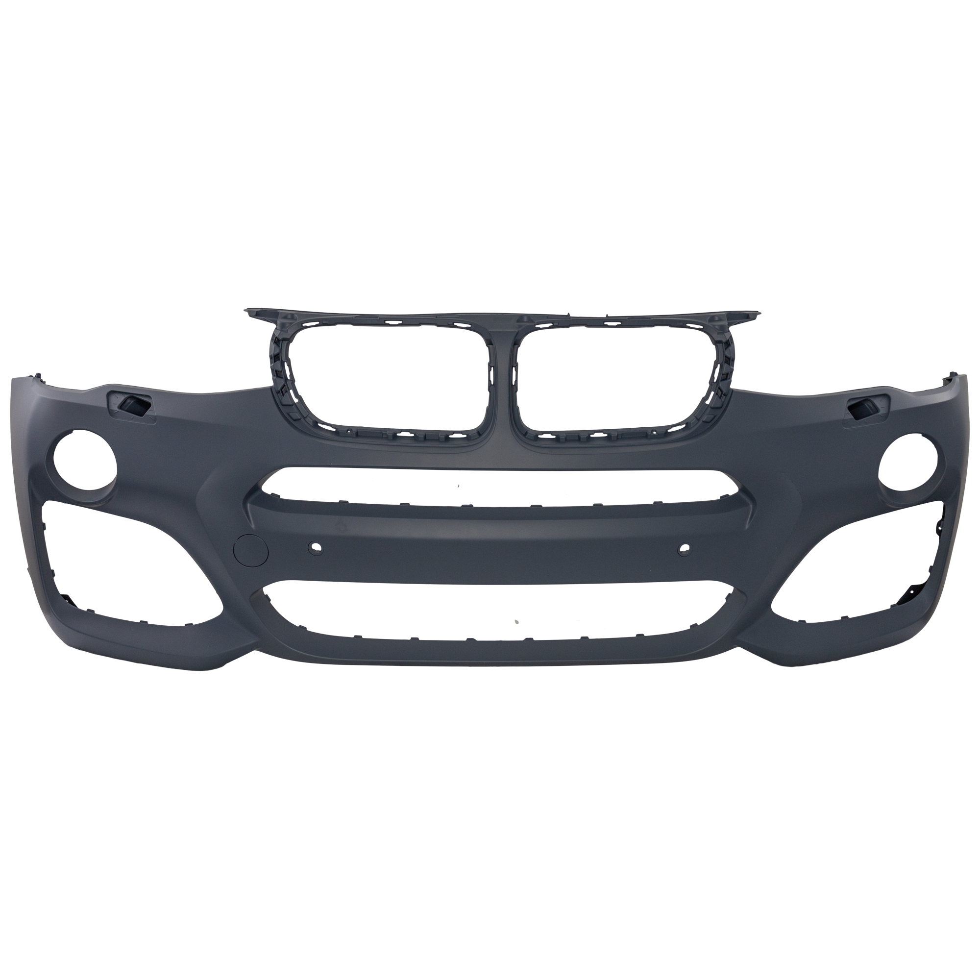 AM X3-15-17 X4-15-18 FRONT BUMPER COVER Primed w M Sport Pkg w Headlight Washer Holes and Park Distance Control Sensor Holes w o Parking Assist Sensor Holes SKU RB01030130P Partslink BM1000375 OEM 51118064117 PFM