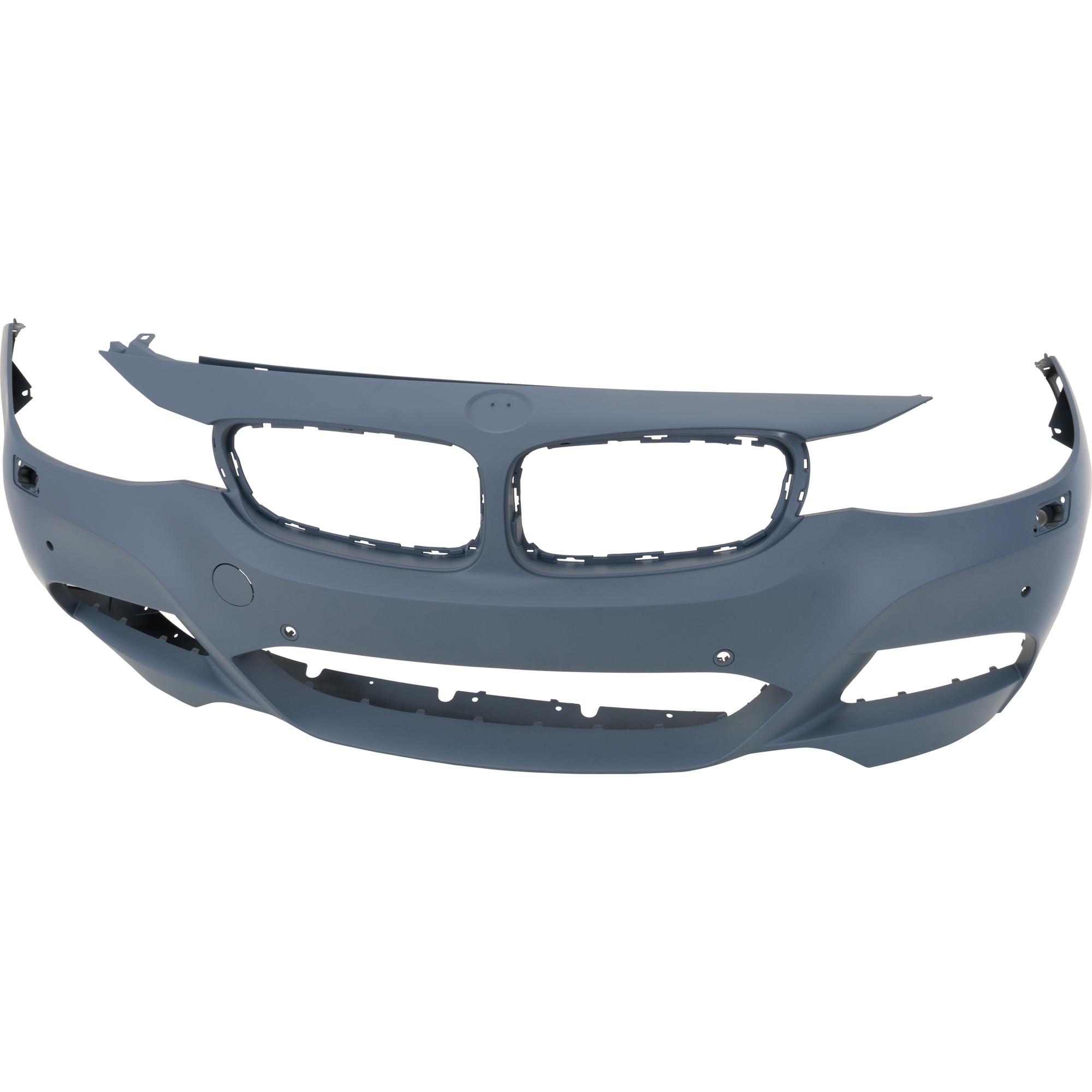 AM 3 SERIES GT 14-19 FRONT BUMPER COVER Primed w M Sport Pkg w HLW and PDC Holes w o Park Assist Sensor Holes and Camera Holes SKU RB01030139P Partslink BM1000417 OEM 51118061645