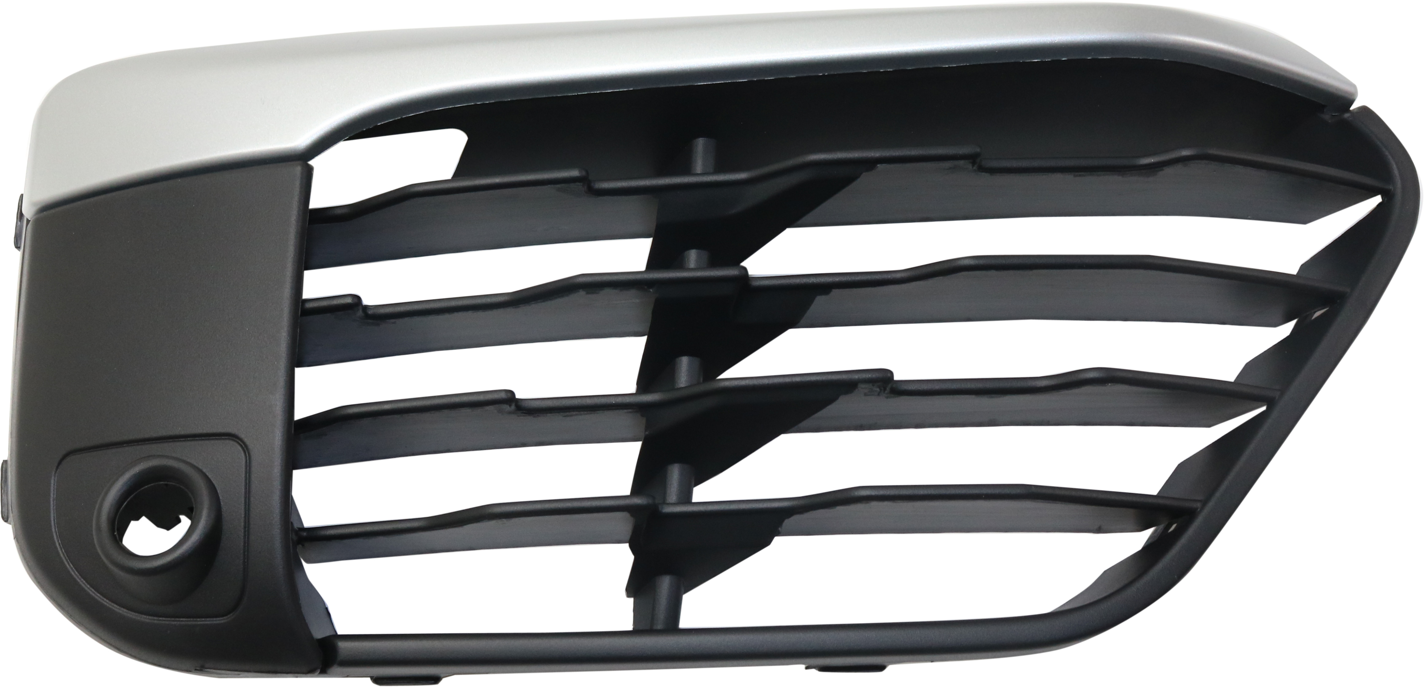 AM X1-16-19 FRONT BUMPER GRILLE RH Textured Black w Chrome Trim w o M Package w Park Distance Control Sensor Holes SKU RB01550025 Partslink BM1039201 OEM 51117453988