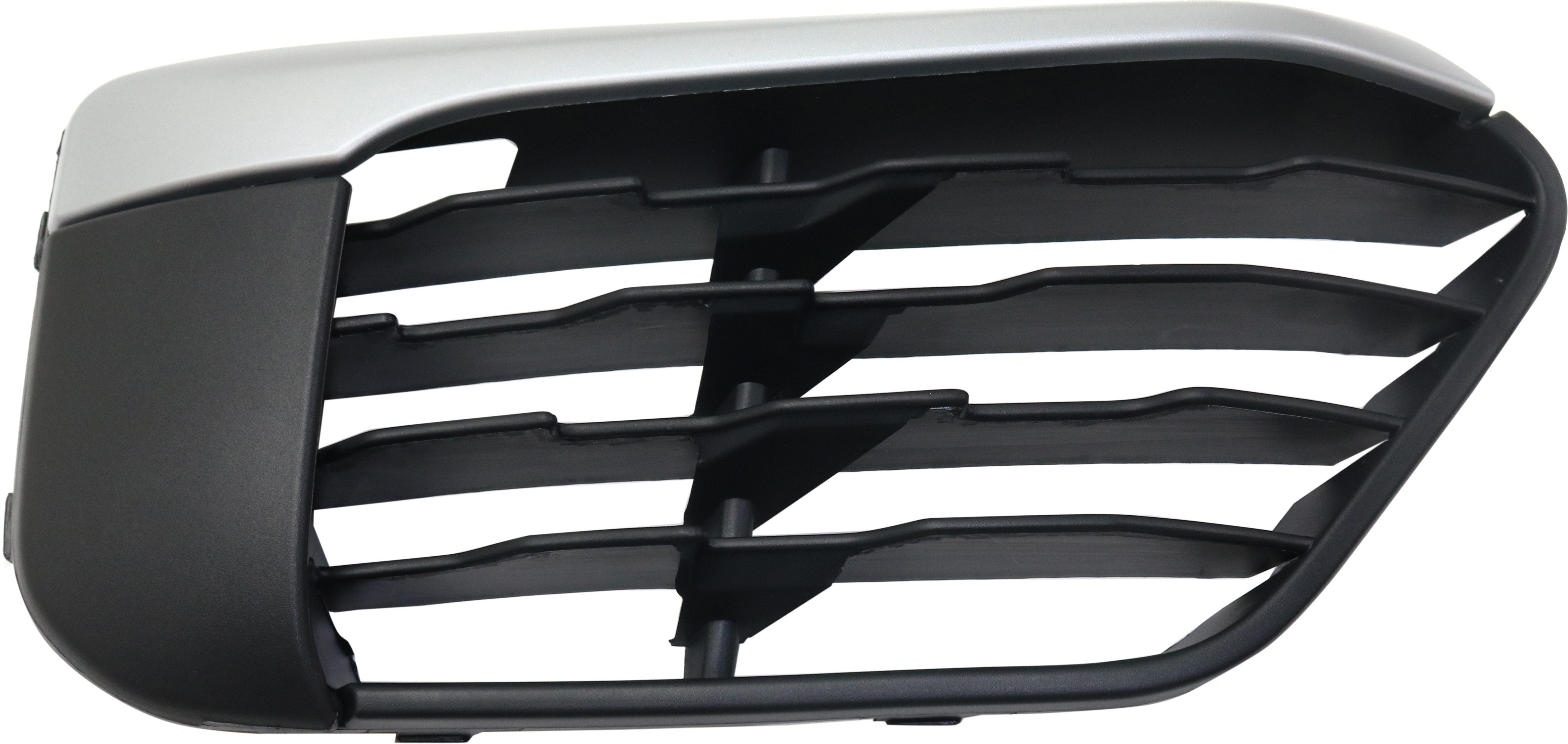 AM X1-16-19 FRONT BUMPER GRILLE RH Textured Black w Chrome Trim w o M Package w o Park Distance Control Sensor Holes SKU RB01550027 Partslink BM1039200 OEM 51117453990