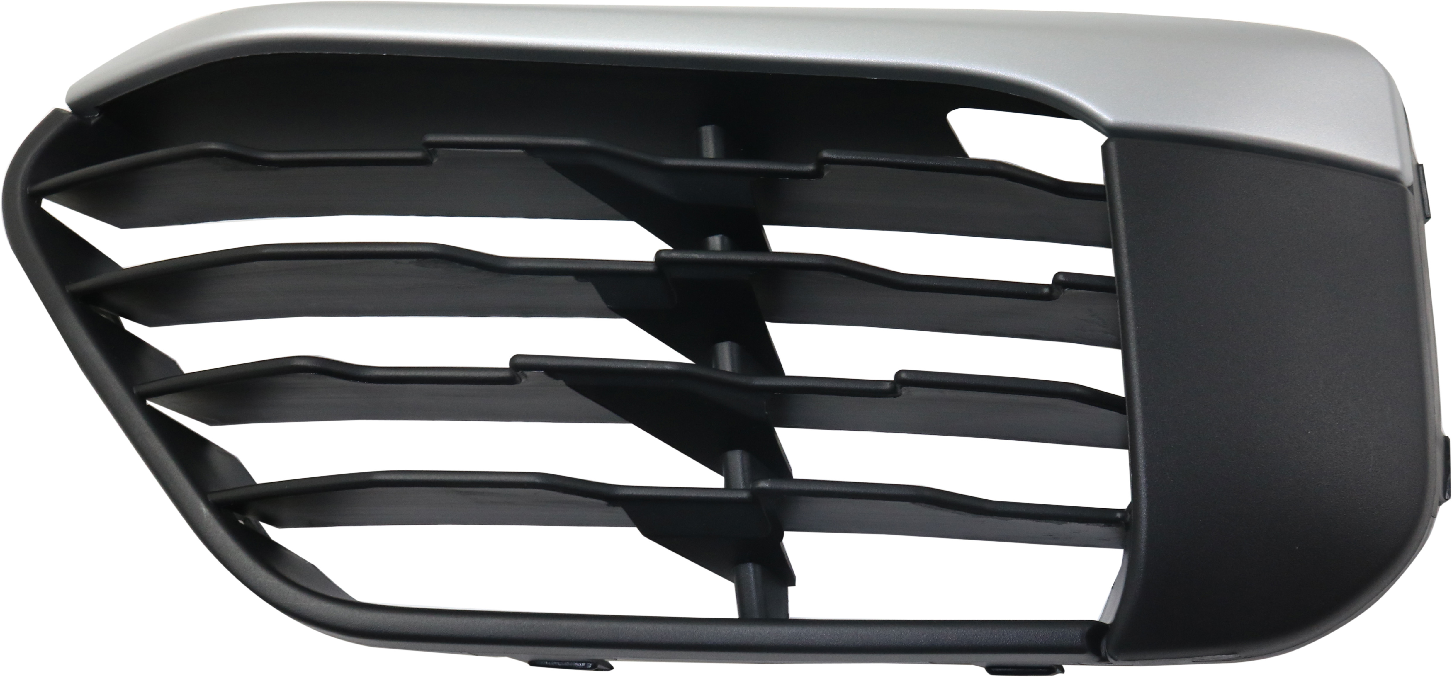 AM X1-16-19 FRONT BUMPER GRILLE LH Textured Black w Chrome Trim w o M Package w o Park Distance Control Sensor Holes SKU RB01550028 Partslink BM1038200 OEM 51117453989