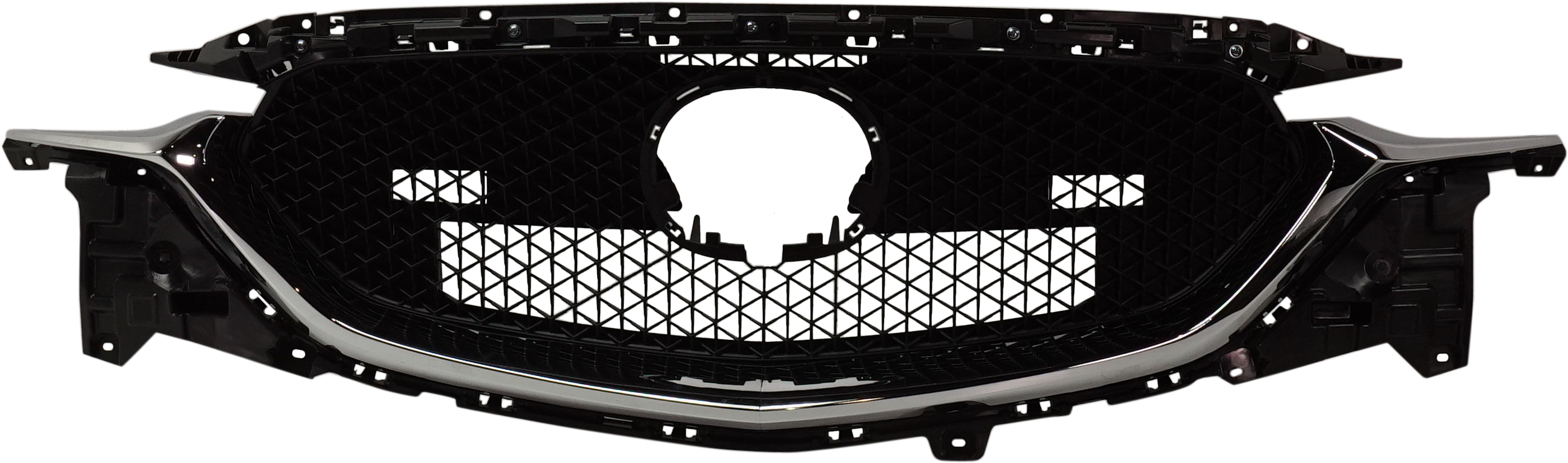 AM CX5-17-21 GRILLE Textured Dark Gray w Chome Molding w o Smart City Brake System and Radar Cruise Control SKU RB07010012 Partslink MA1200215 OEM KB8D50710J