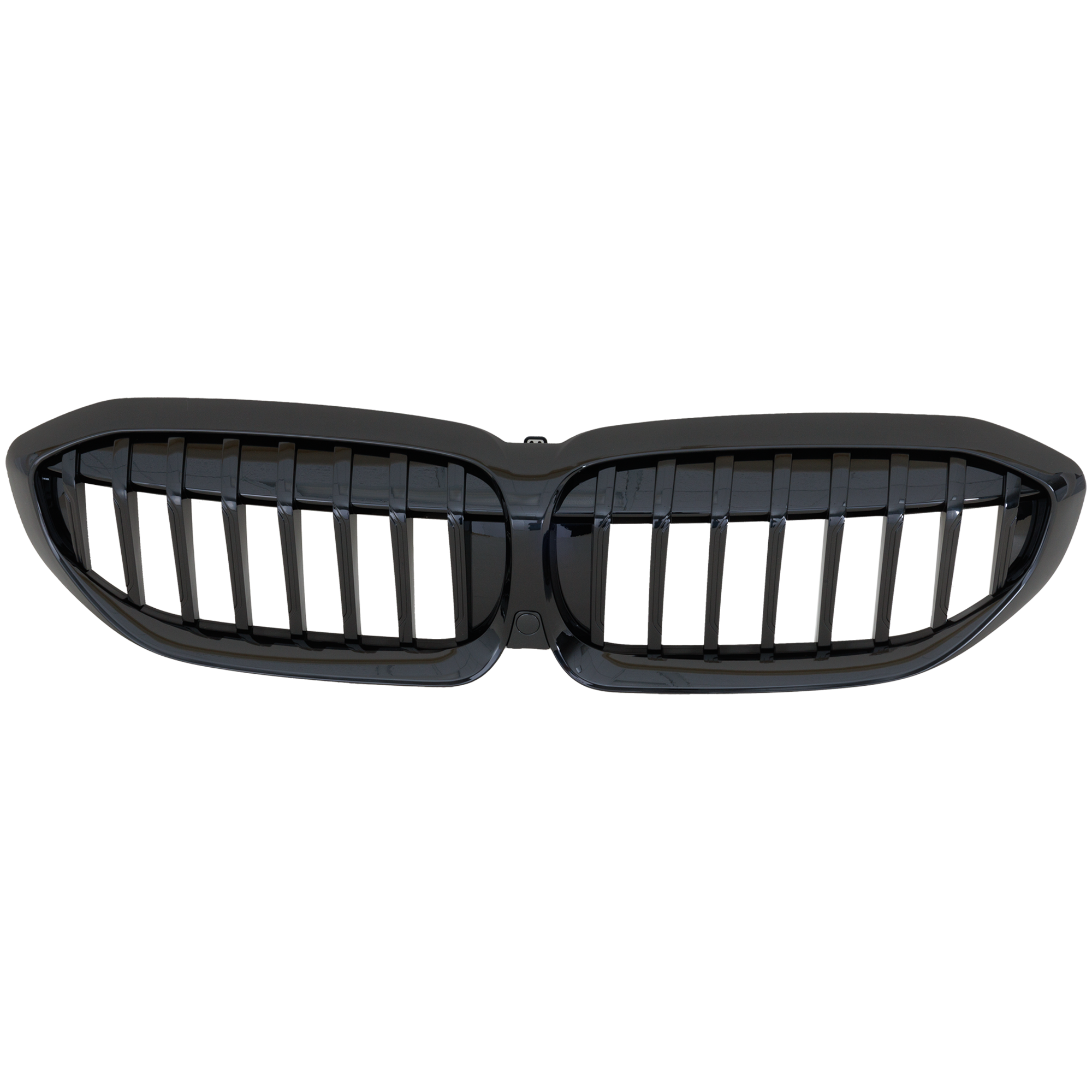 AM 330I 19-22 GRILLE Gloss Black Shell and Insert Sport Line Sedan w Camera Hole w Shadow Line SKU RB07010038 Partslink BM1200311 OEM 51138072086