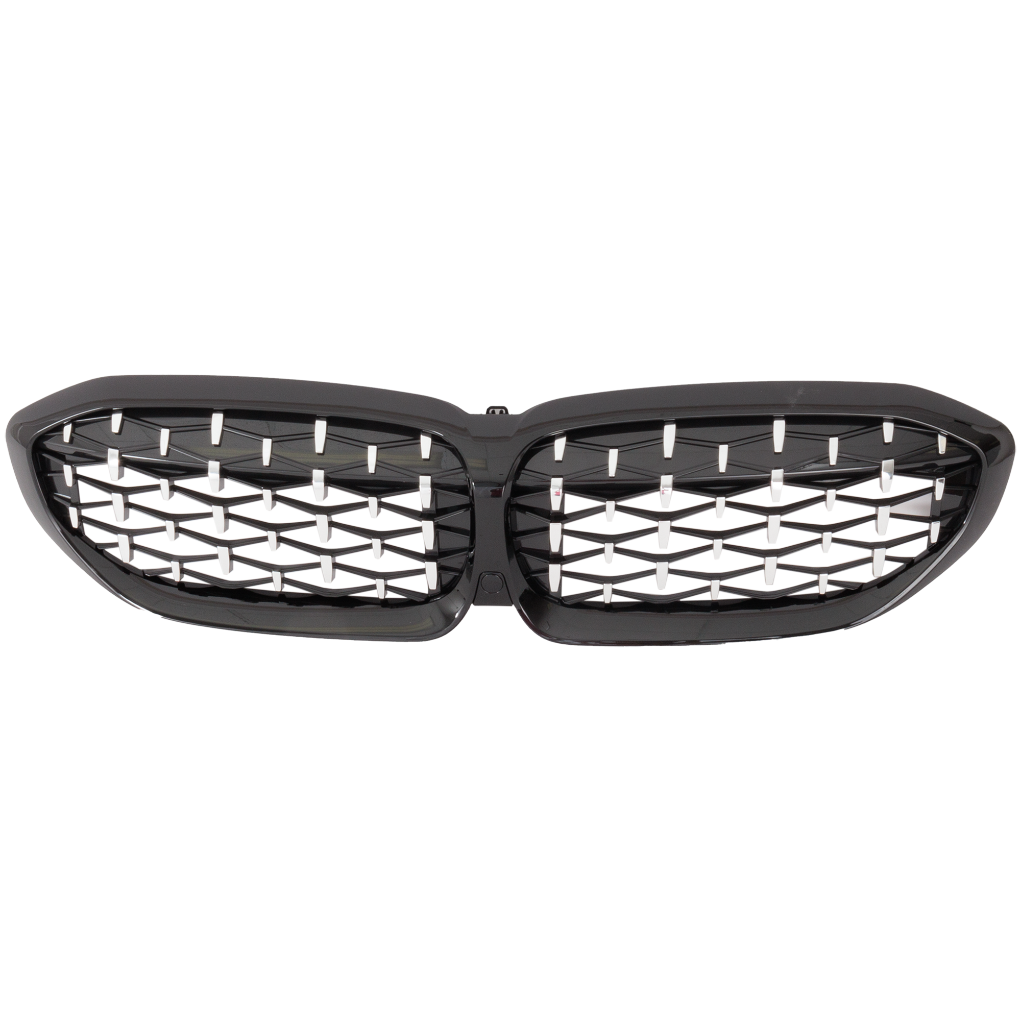 AM 3 SERIES 19-22 GRILLE Chrome Shell Textured Black Insert w o Shadow Line w Camera Hole Sedan SKU RB07010039 Partslink BM1200312 OEM 51138079742
