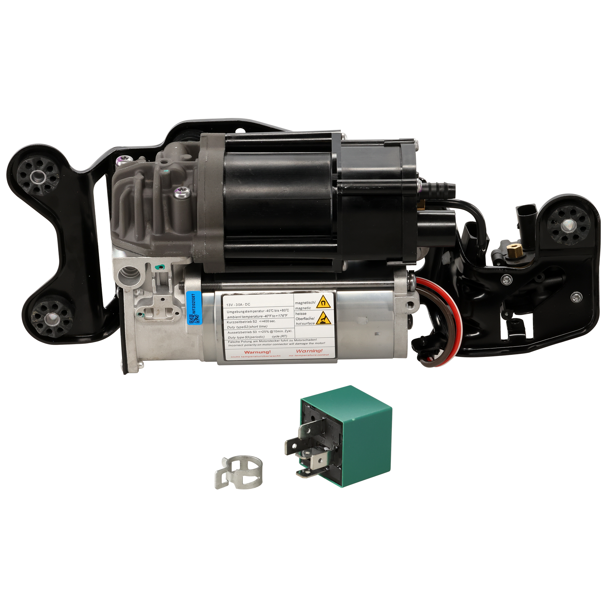 AM X5-14-18 X6-15-19 AIR SUSPENSION COMPRESSOR w Bracket Relay and Solenoid Valve Block SKU RB28260004 OEM 37206875177-37206850555