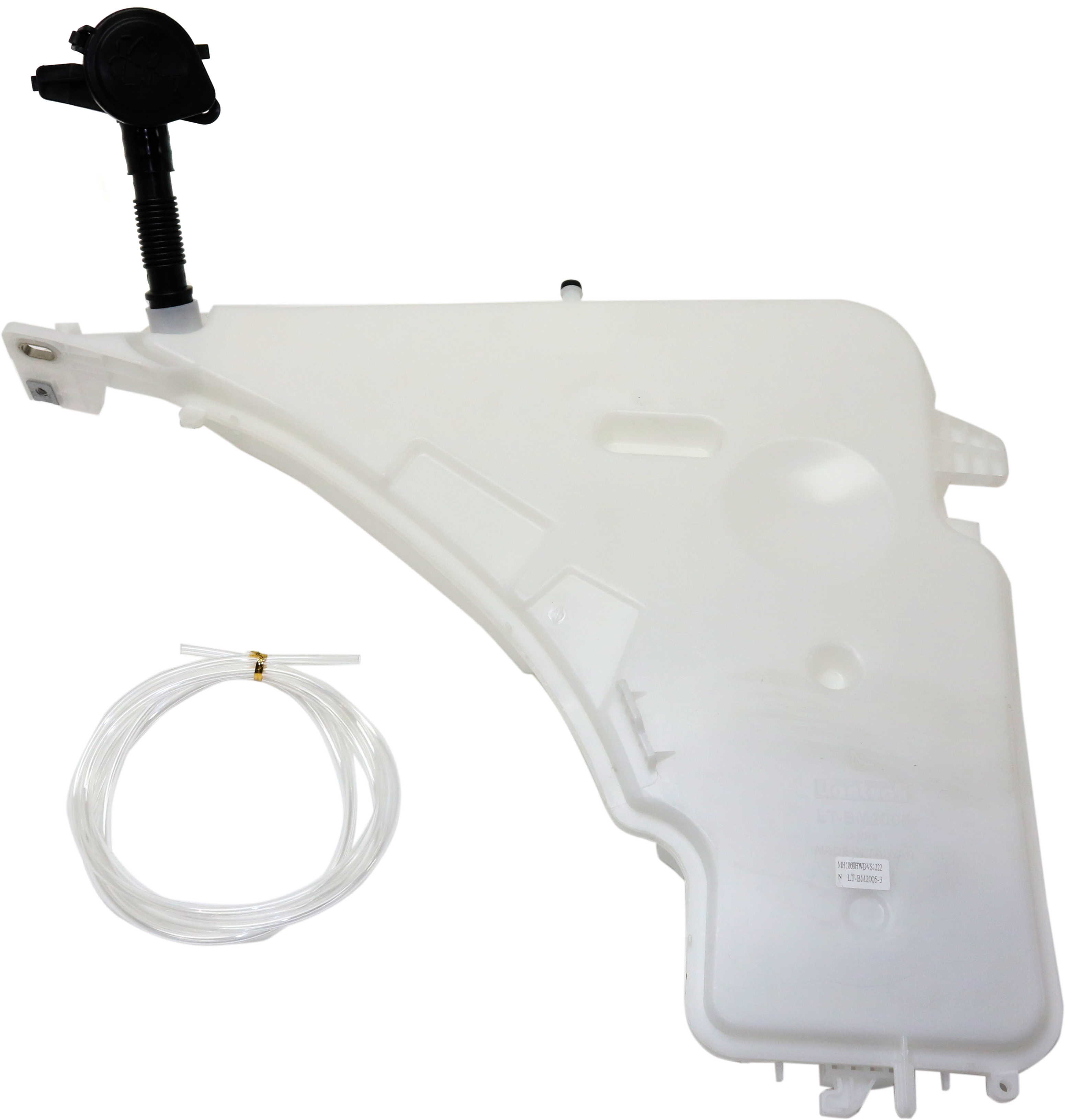 AM 3 SERIES 14-19 WASHER RESERVOIR w Pump Cap and Filler Neck Inlet w o Headlight Washer Holes Wagon SKU RB37050004 Partslink BM1288113 OEM 61667241674 PFM 61667241664-61
