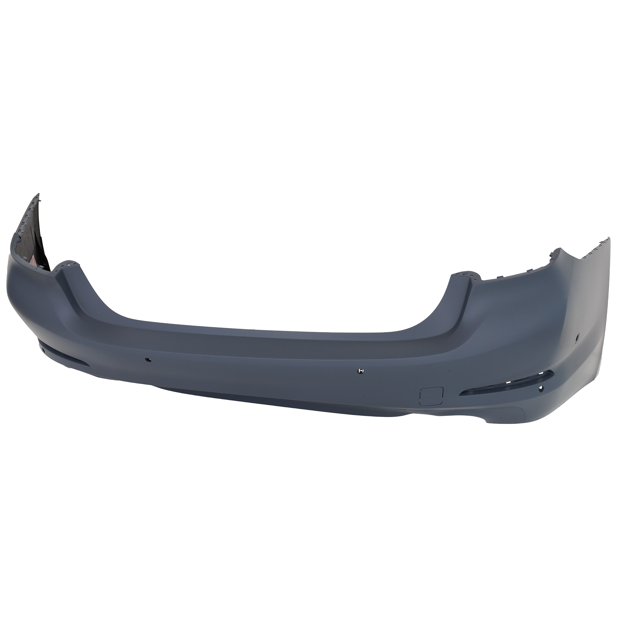 AM 5 SERIES 17-20 REAR BUMPER COVER Primed Exc 540i Model Sedan w o M Pkg w Luxury Pkg w PDC Sensor and Park Assist Sensor Holes CAPA SKU RB76010078PQ Partslink BM1100377C OEM 51127475601